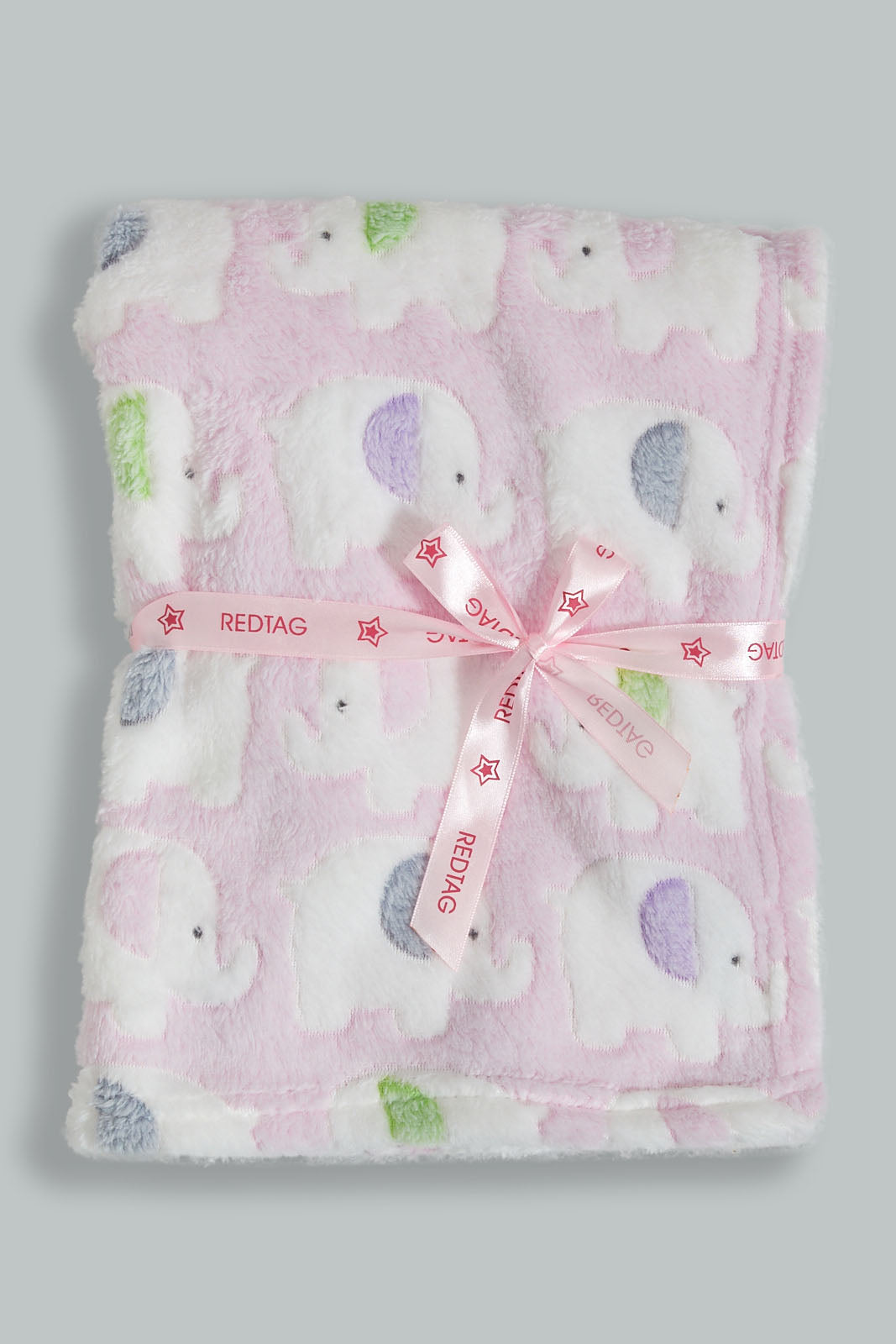 Redtag-Pink-Elephant-Jacquard-Blanket-Baby-Blankets-Baby-0 to 12 Months
