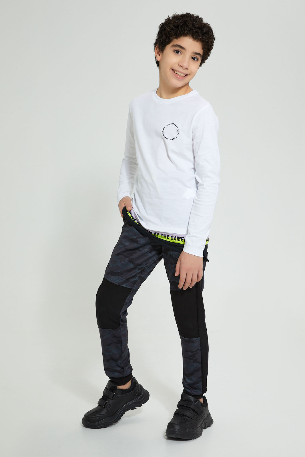 Redtag-Black-C-Biker-Knee-Active-Pant-Joggers-Senior-Boys-9 to 14 Years