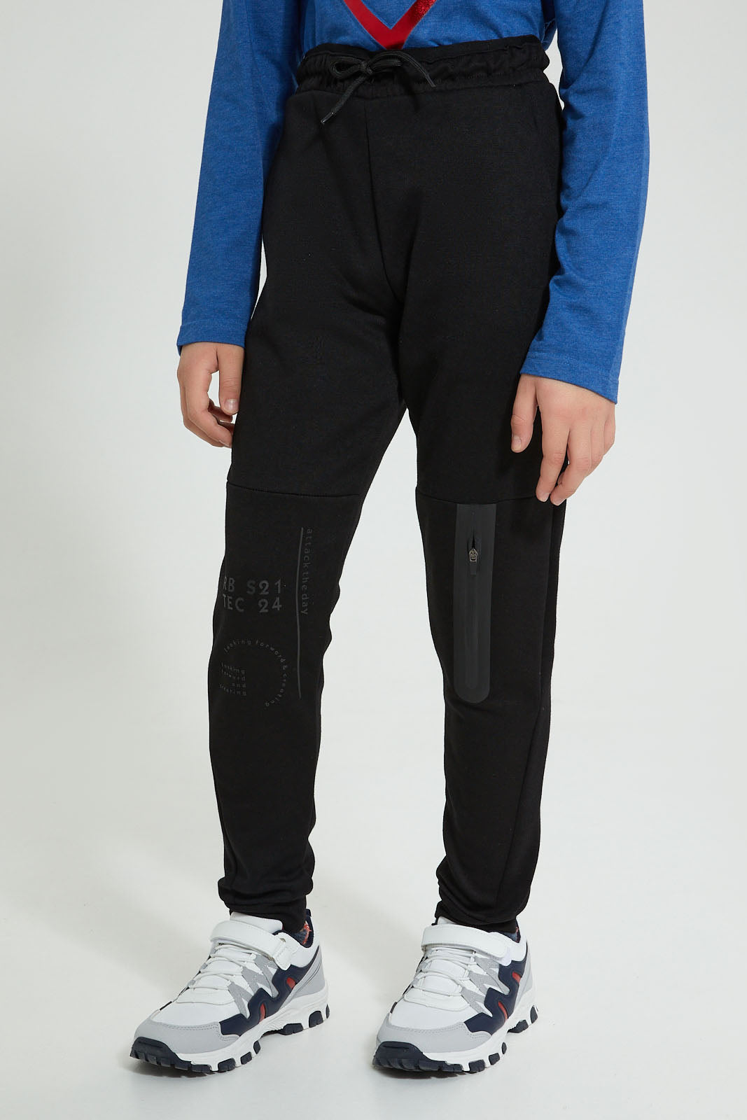 Redtag-Black-Heat-Seal-&-Hd-Print-Active-Pant-Joggers-Senior-Boys-9 to 14 Years
