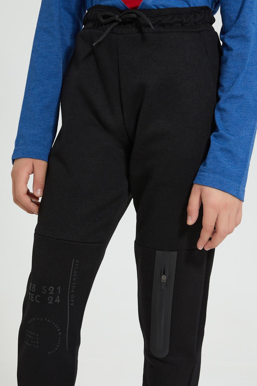 Redtag-Black-Heat-Seal-&-Hd-Print-Active-Pant-Joggers-Senior-Boys-9 to 14 Years