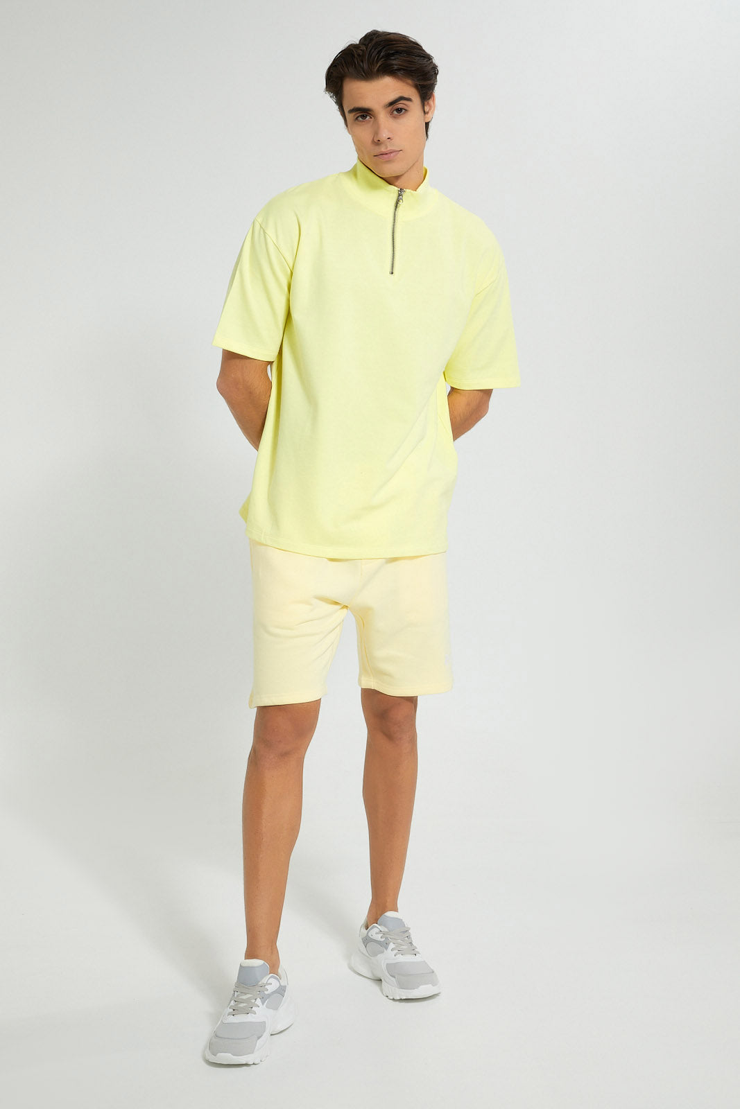 Redtag-Yellow-Half-Zip-Loungewear-T-Shirt-Loungewear-Men's-