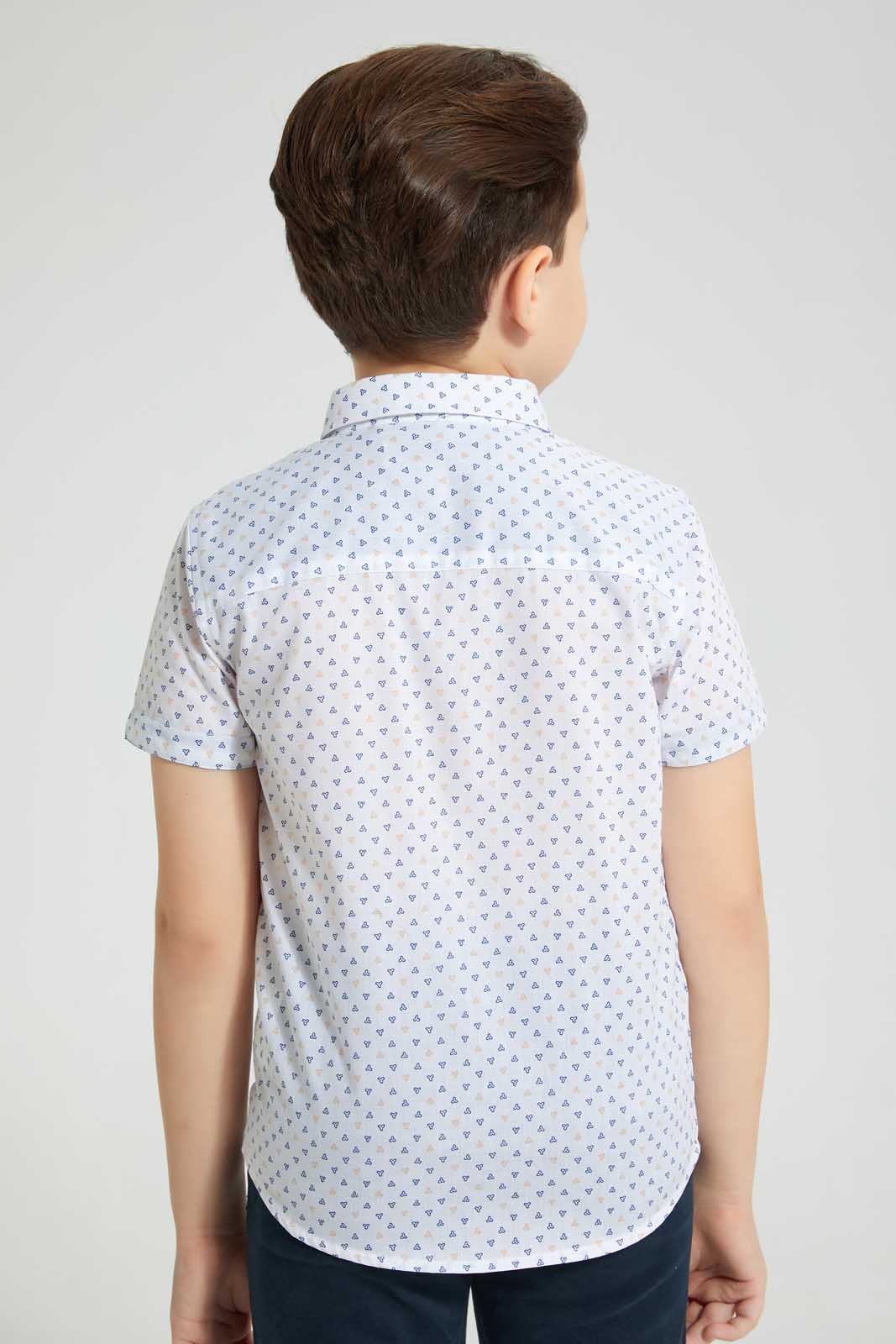 Redtag-White-Printed-Short-Sleeve-Shirt-Casual-Shirts-Boys-2 to 8 Years