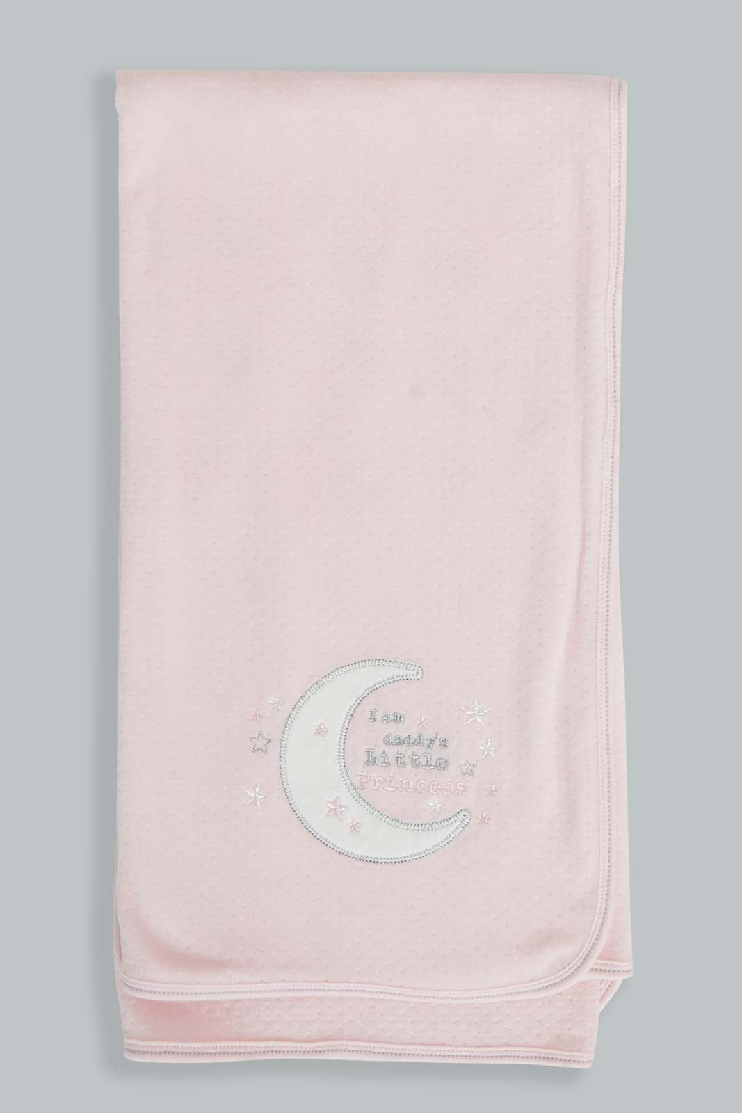 Redtag-Pink-I--Am-Daddys-Little-Princess-Double-Sided-Veloure-Blanket-Baby-Blankets-Baby-0 to 12 Months
