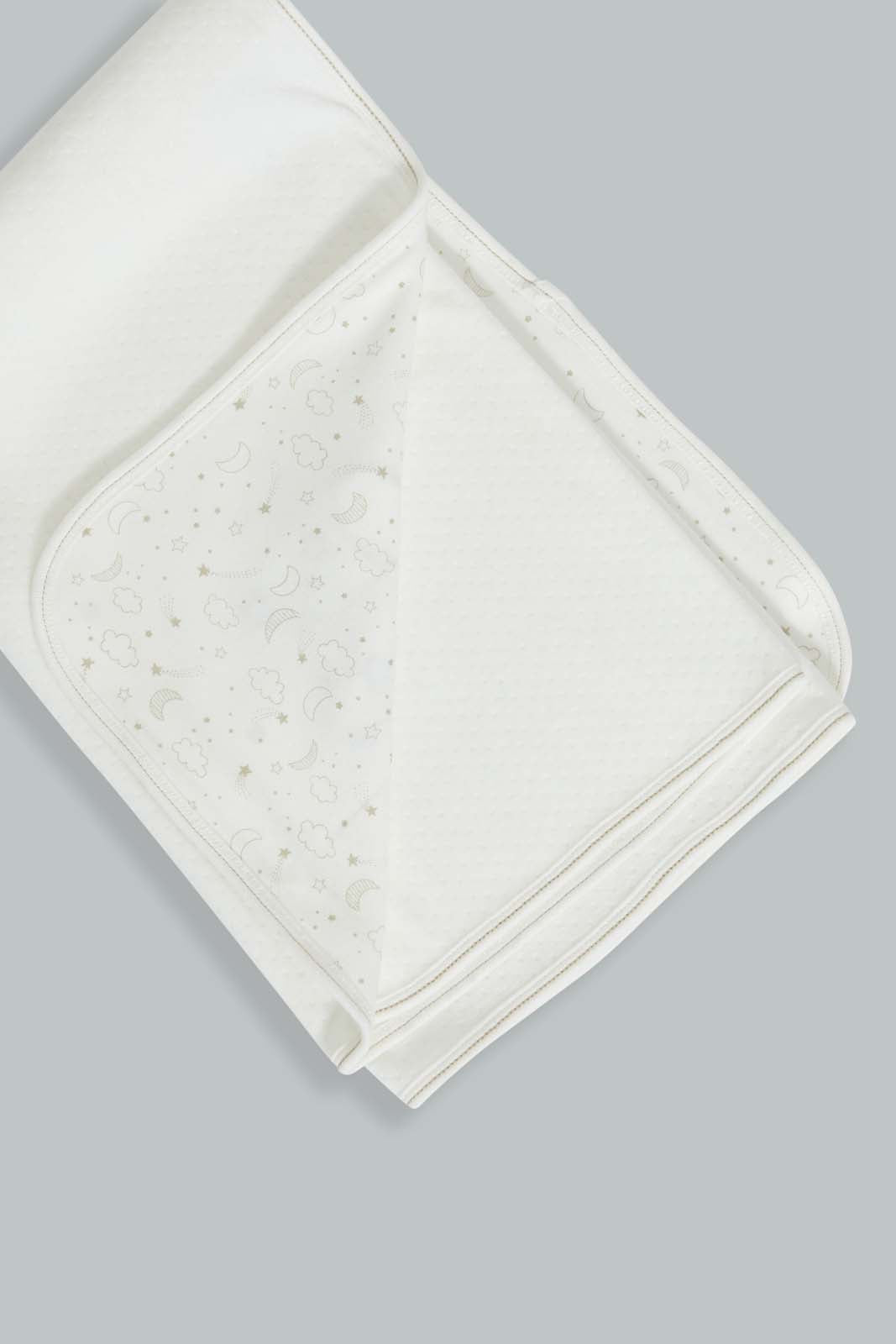 Redtag-White-I-Love-You-To-The-Moon-And-Back-Double-Sided-Blanket-Baby-Blankets-Baby-0 to 12 Months
