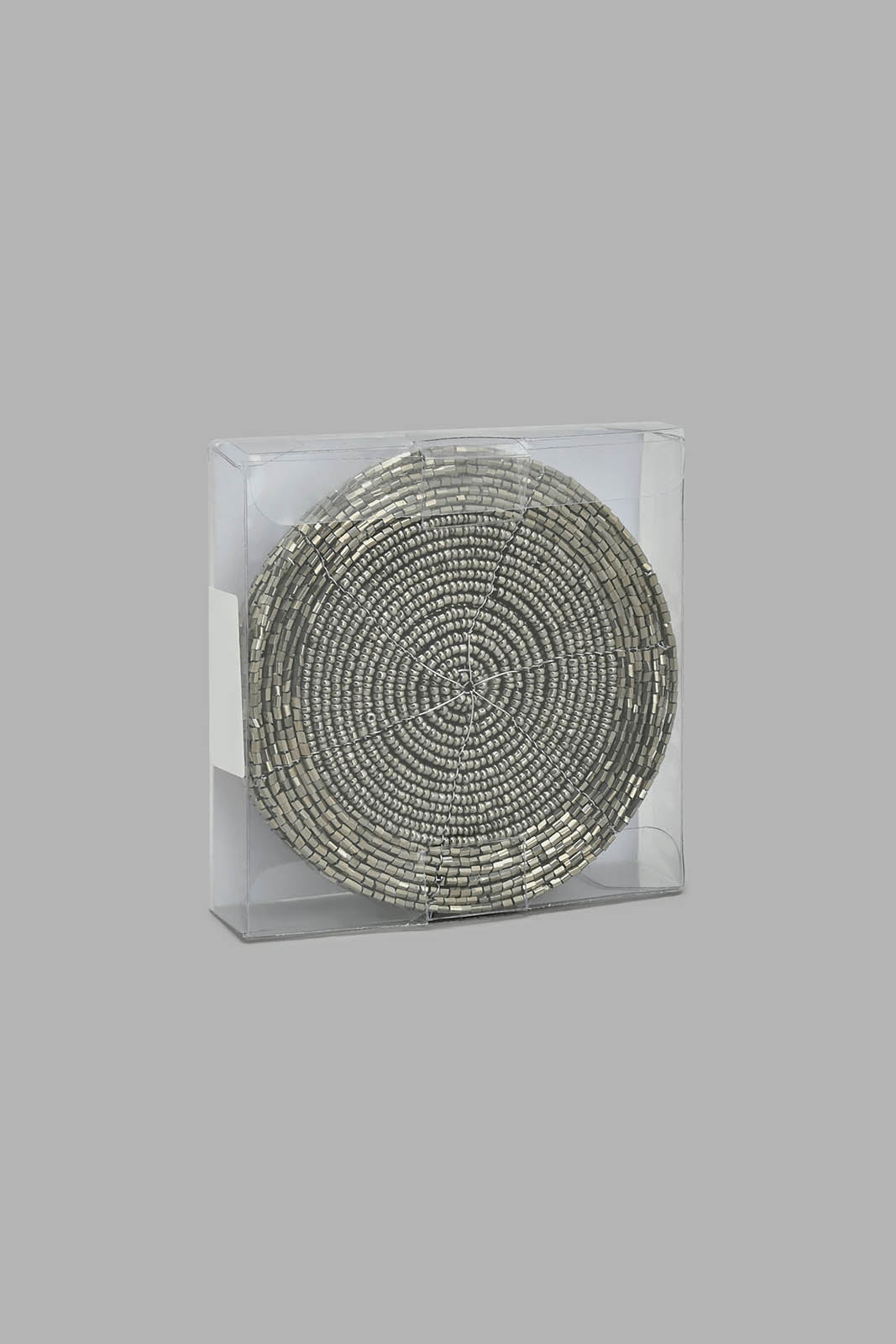 Redtag-Grey-Round-Beaded-Coaster-Set-(6-Piece)-Coasters-Home-Dining-