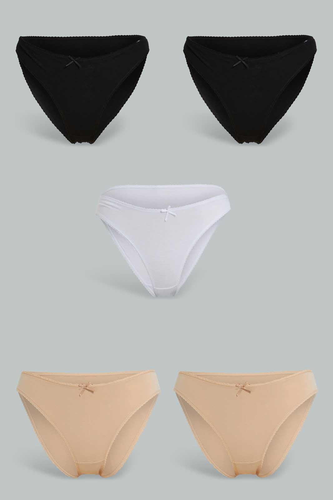 Redtag-Assorted-Print/Plain-Hi-Leg-Brief-(5-Pack)-Briefs-Hi-Leg-Women's-