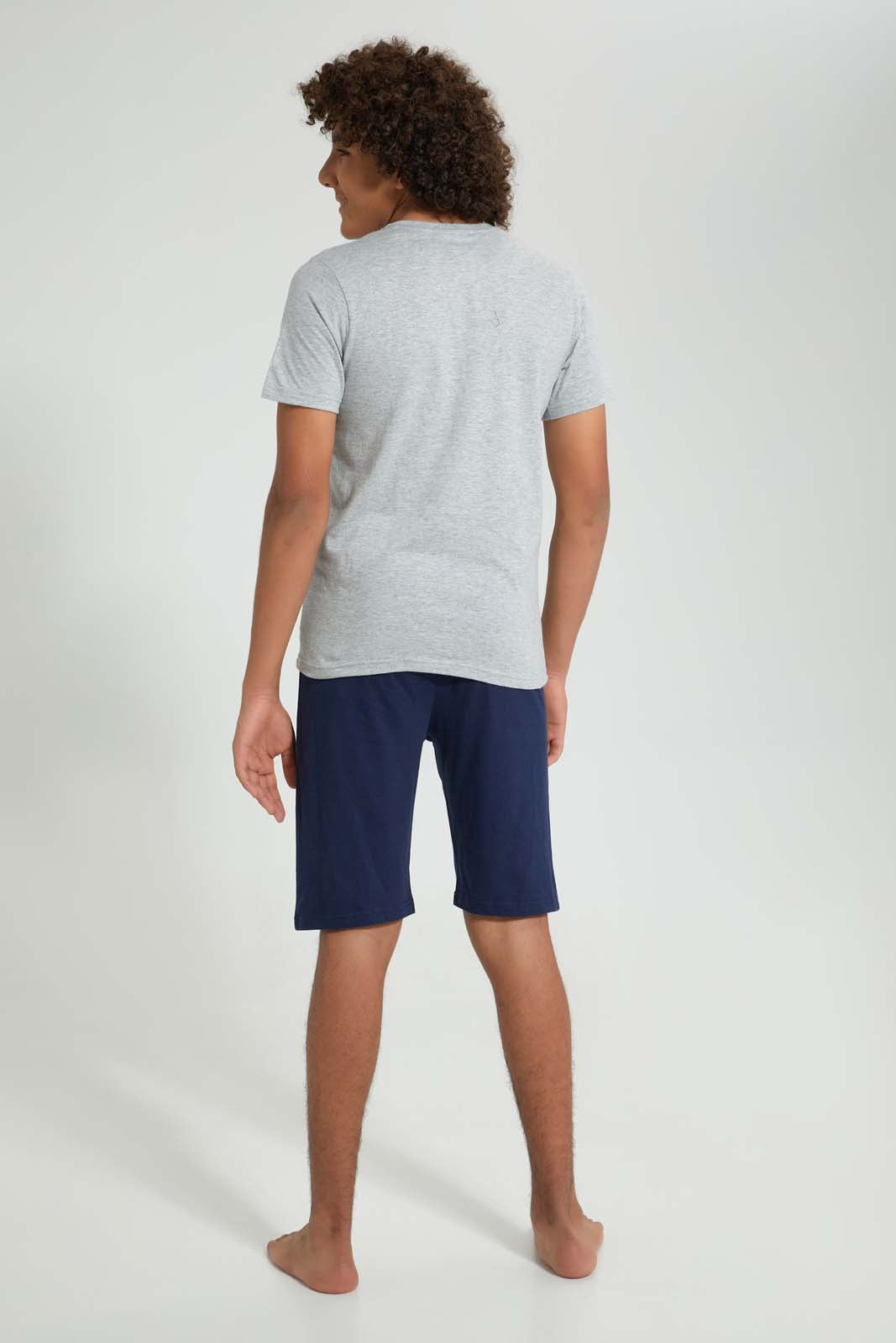 Redtag-Grey-Nyc-Night-Suit-Pyjama-Sets-Senior-Boys-9 to 14 Years