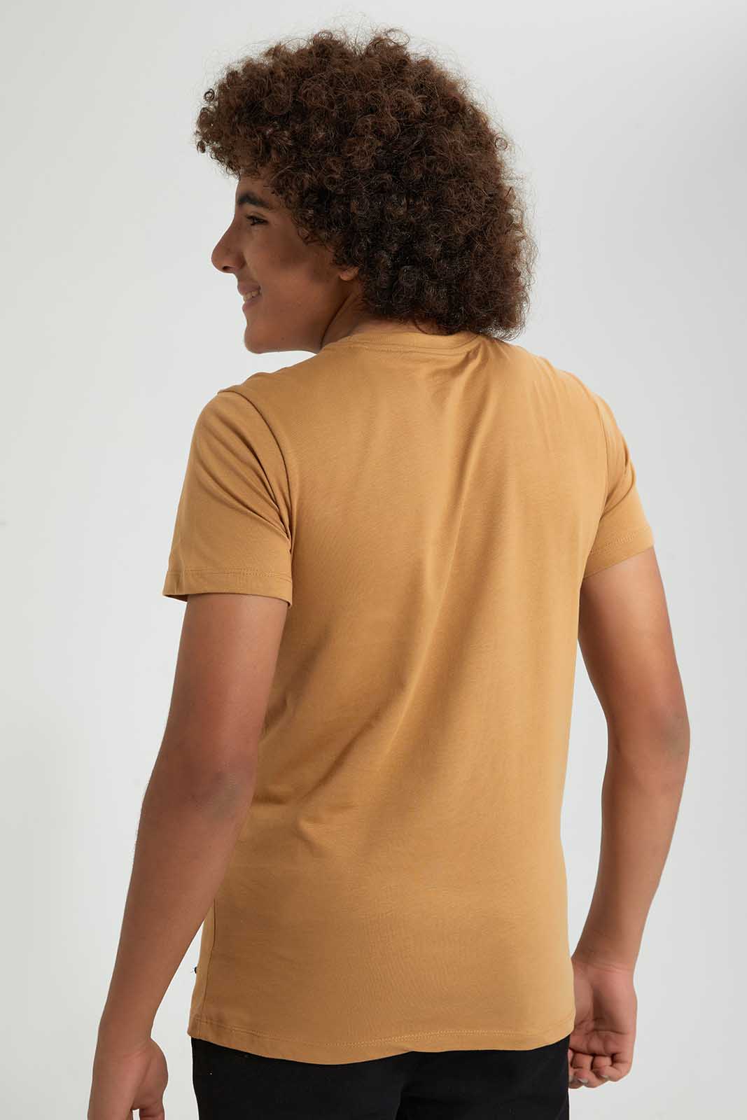 Redtag-Brown-Cities-T-Shirt-All-Over-Prints-Senior-Boys-9 to 14 Years