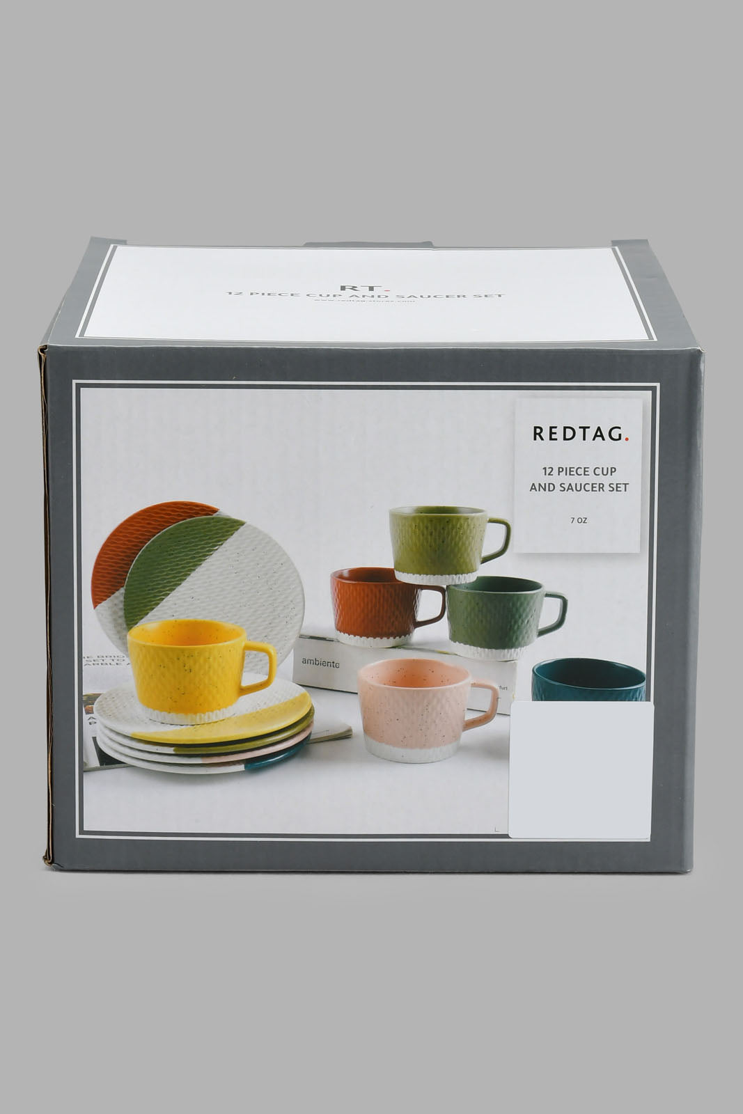 Redtag-Assorted-Embossed-Cup-&-Saucer-Set-(12-Piece)-Tea-Sets-Home-Dining-
