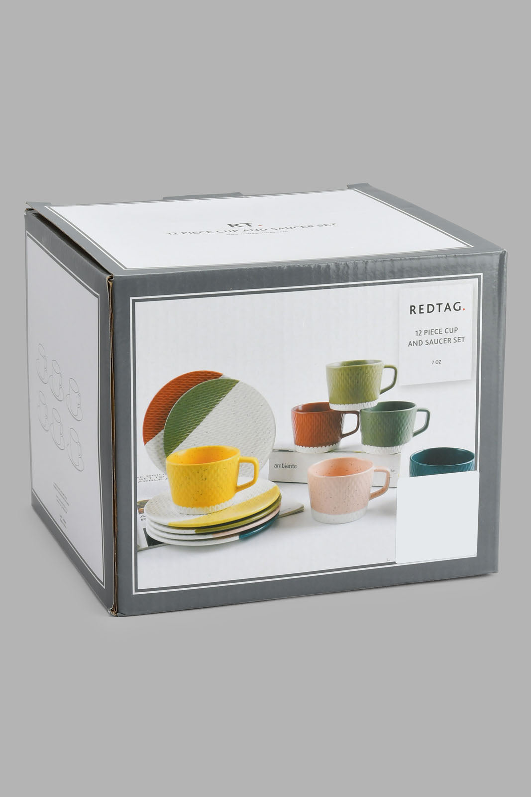 Redtag-Assorted-Embossed-Cup-&-Saucer-Set-(12-Piece)-Tea-Sets-Home-Dining-