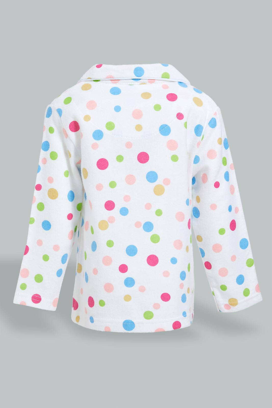 Redtag-White-Polka-Dot-Flannel-Pyjama-Set-Pyjama-Sets-Infant-Girls-3 to 24 Months