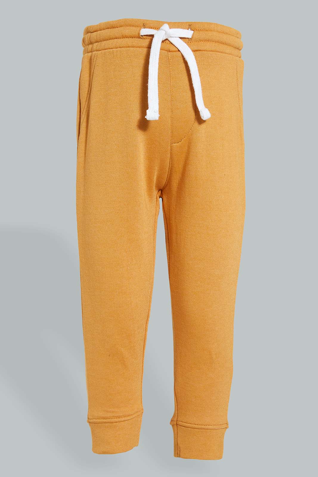 Redtag-Mustard-Hoody-Jog-Set-With-Kangaroo-Pocket-(2-Pack)-Jog-Sets-Infant-Boys-3 to 24 Months