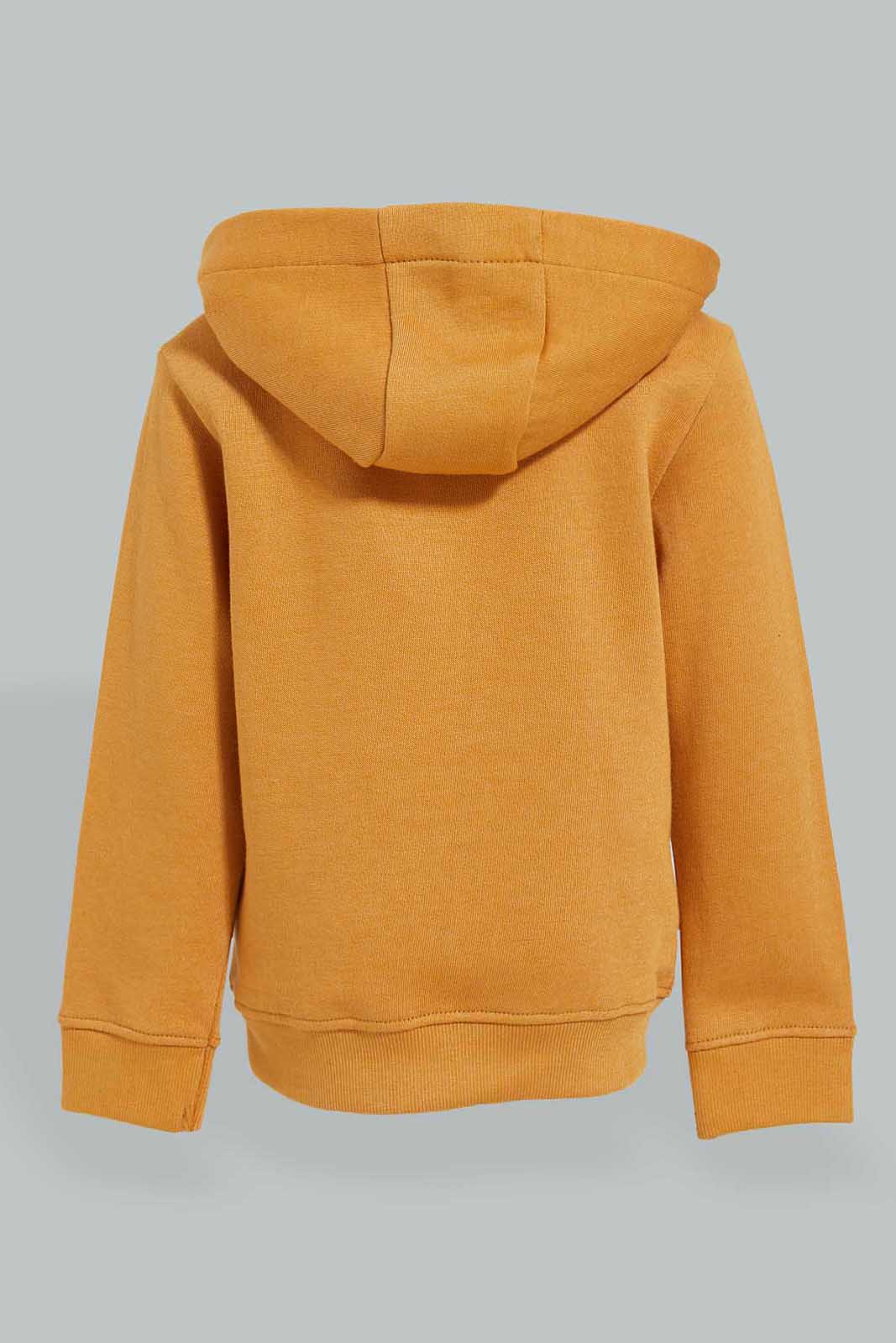 Redtag-Mustard-Hoody-Jog-Set-With-Kangaroo-Pocket-(2-Pack)-Jog-Sets-Infant-Boys-3 to 24 Months