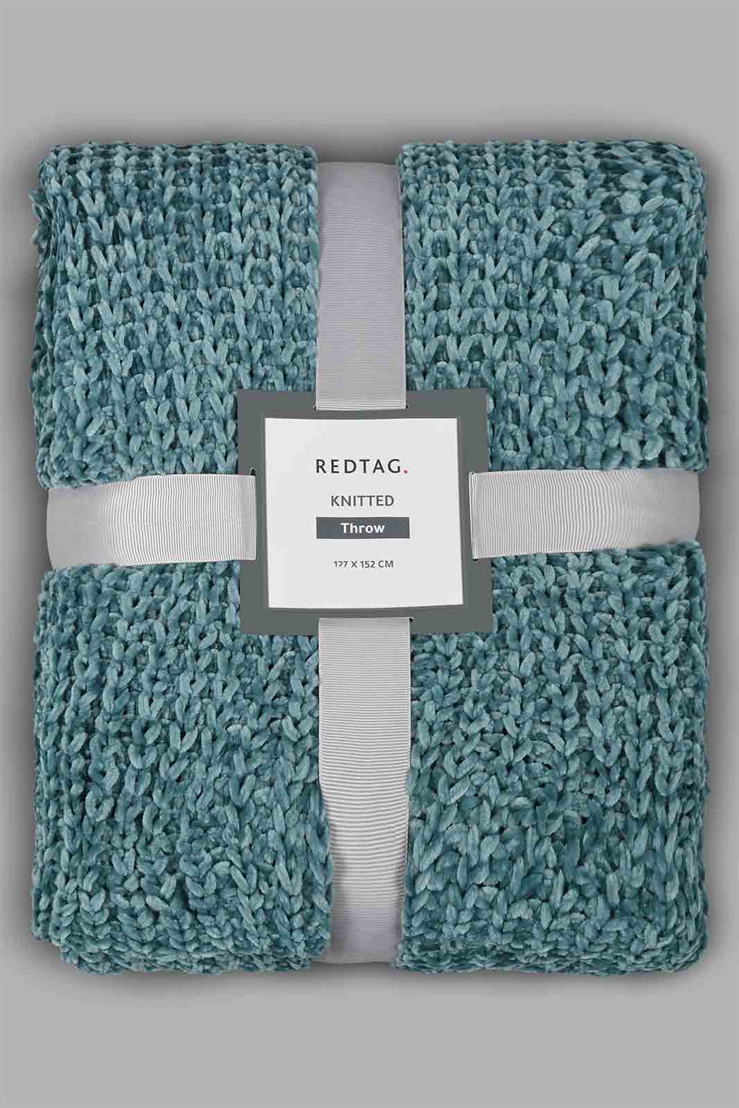 Redtag-Green-Knitted-Throw-Colour:Green,-Filter:Home-Bedroom,-HMW-BED-Throws,-New-In,-New-In-HMW-BED,-Non-Sale,-S22B,-Section:Homewares-Home-Bedroom-