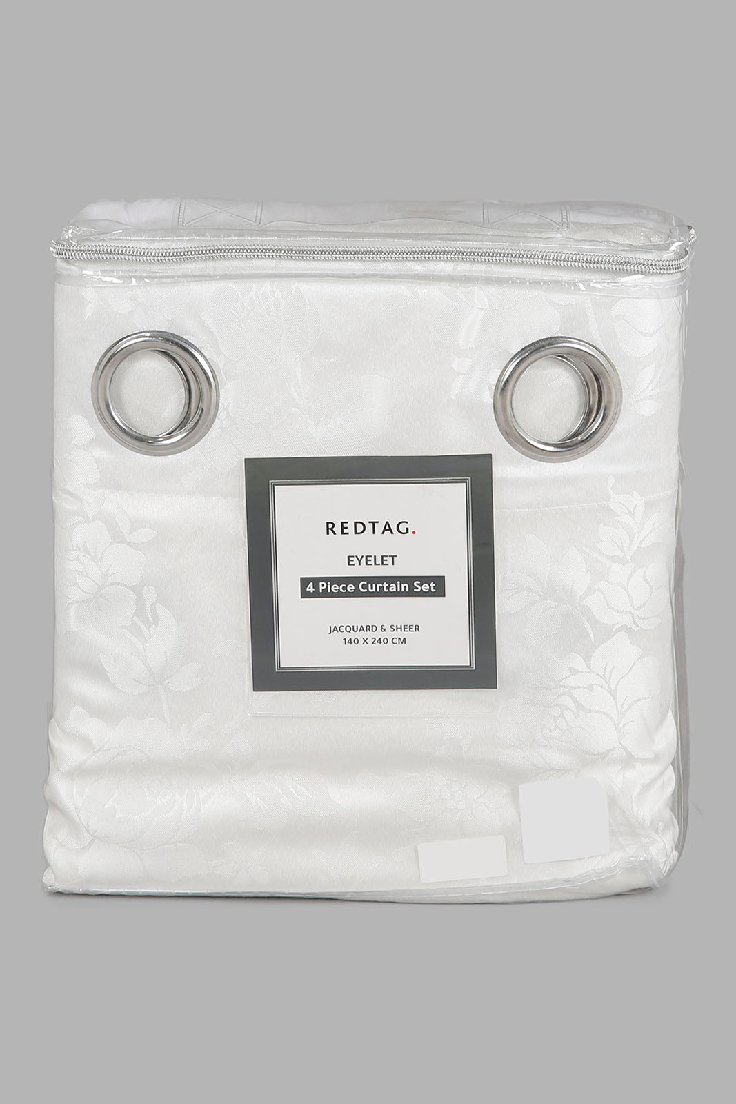 Redtag-Ivory-Floral-Jacquard-&-Sheer-4-Piece-Curtain-Set-Category:Curtains,-Colour:Ivory,-Deals:New-In,-Filter:Home-Bedroom,-HMW-BED-Curtains,-LEGACY,-New-In-HMW-BED,-Non-Sale,-Section:Homewares,-W22A-Home-Bedroom-