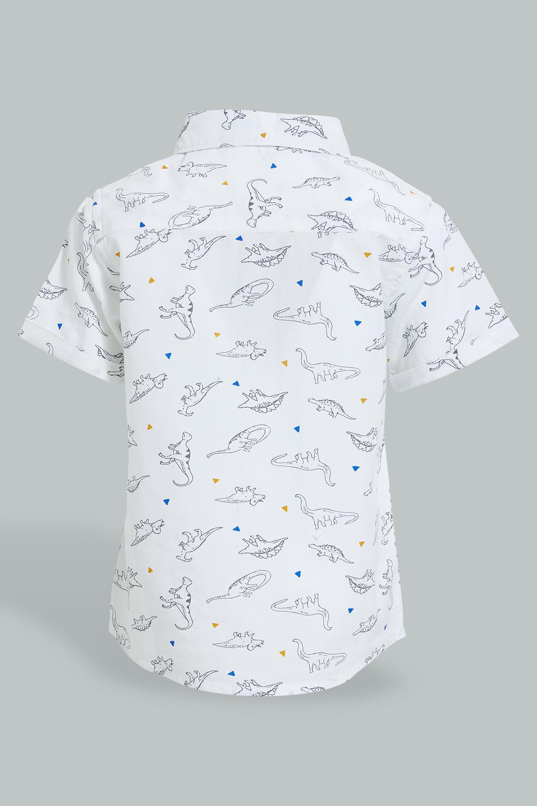 Redtag-White-Dino-Printed-Short-Sleeve-Shirt-Colour:White,-Filter:Infant-Boys-(3-to-24-Mths),-Infant-Boys-Shirts,-New-In,-New-In-INB,-Non-Sale,-S22B,-Section:Kidswear,-TBL-Infant-Boys-3 to 24 Months