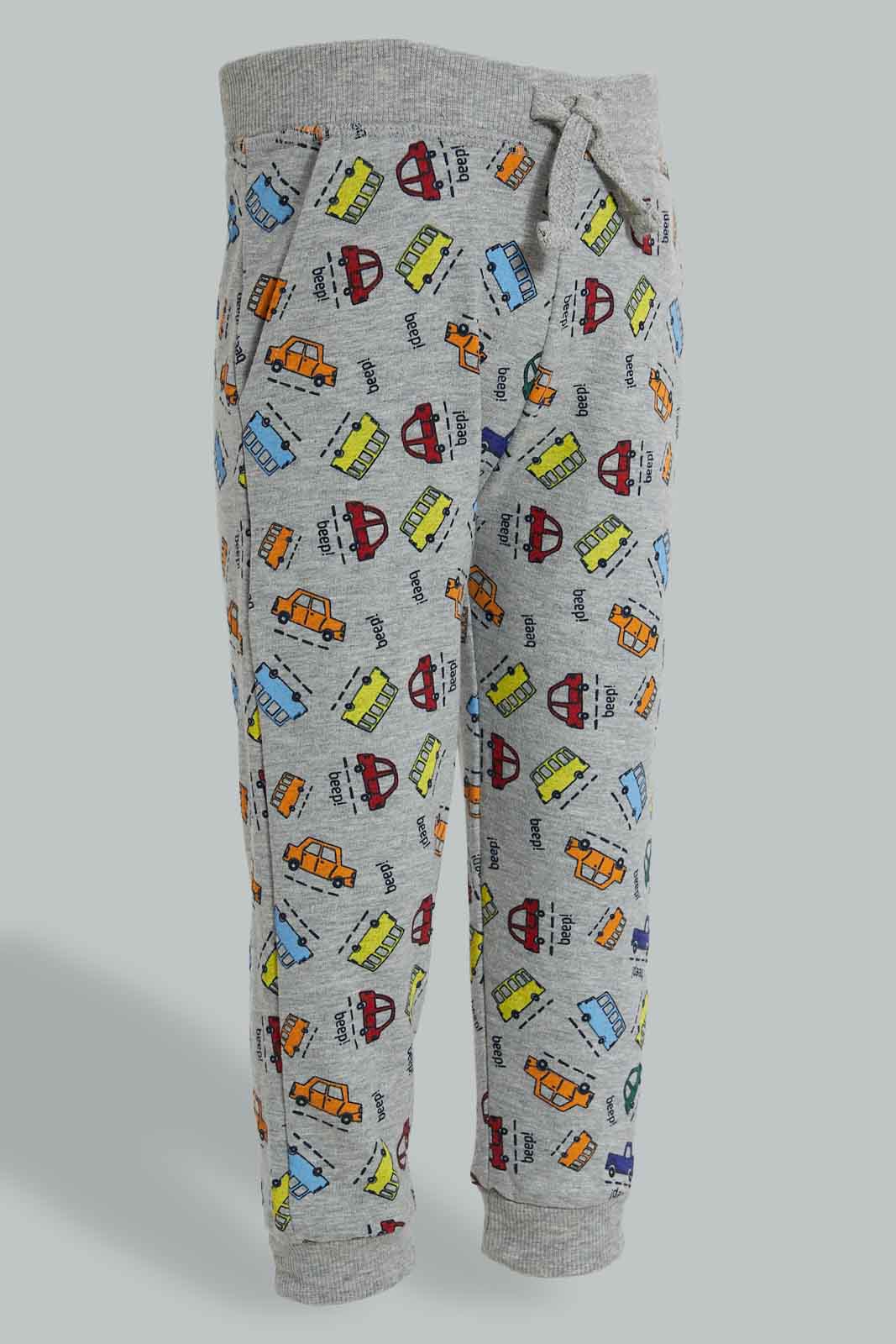 Redtag-Red-And-Grey-Printed-Active-Pant-(2-Pack)-Joggers-Infant-Boys-3 to 24 Months