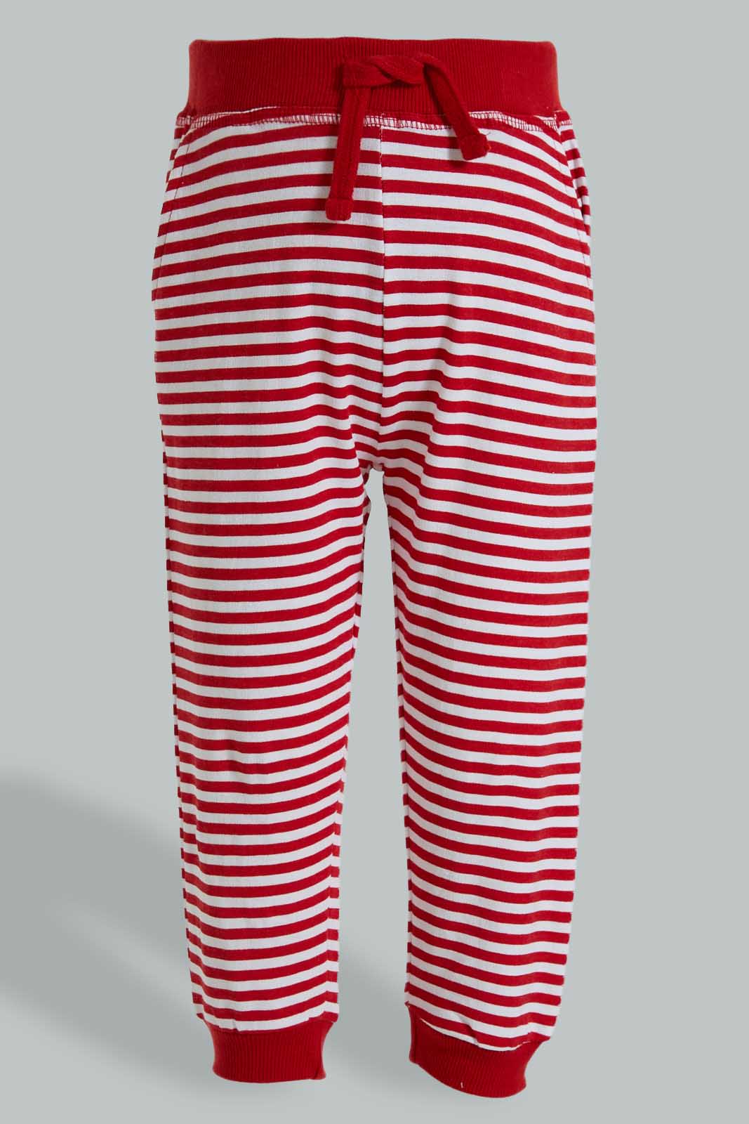 Redtag-Red-And-Grey-Printed-Active-Pant-(2-Pack)-Joggers-Infant-Boys-3 to 24 Months
