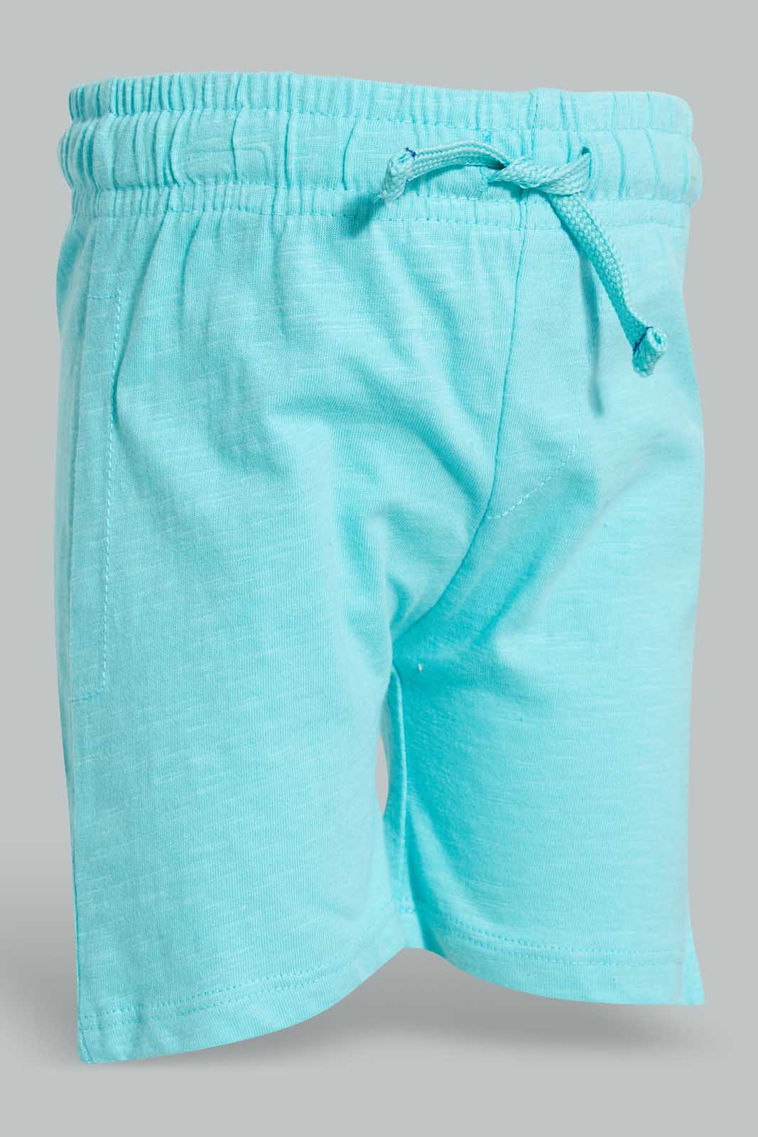 Redtag-Blue-Slub-Jersey-Active-Short-Active-Shorts-Infant-Boys-3 to 24 Months