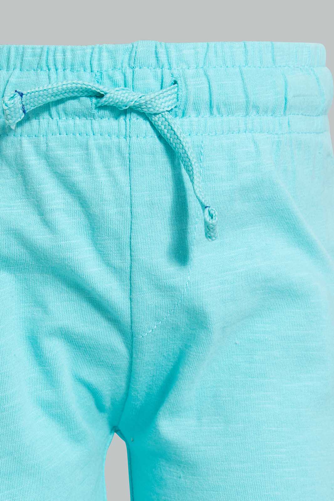 Redtag-Blue-Slub-Jersey-Active-Short-Active-Shorts-Infant-Boys-3 to 24 Months