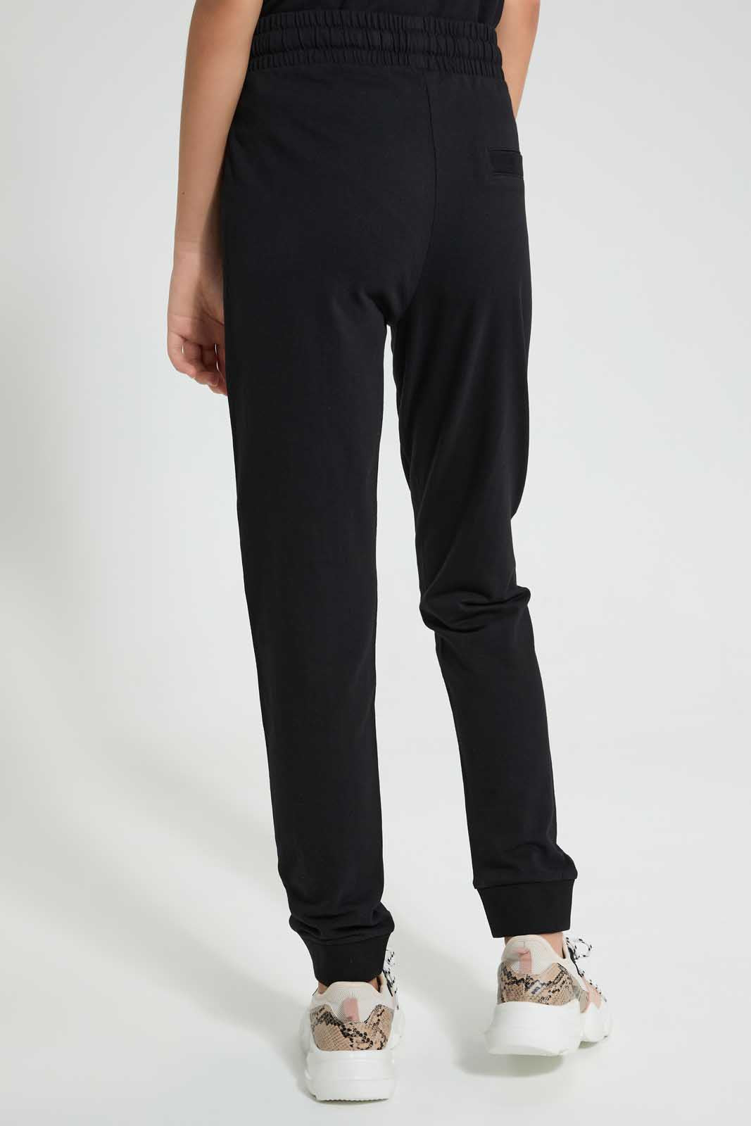Redtag-Black-Basic-Track-Pant-Joggers-Senior-Girls-9 to 14 Years