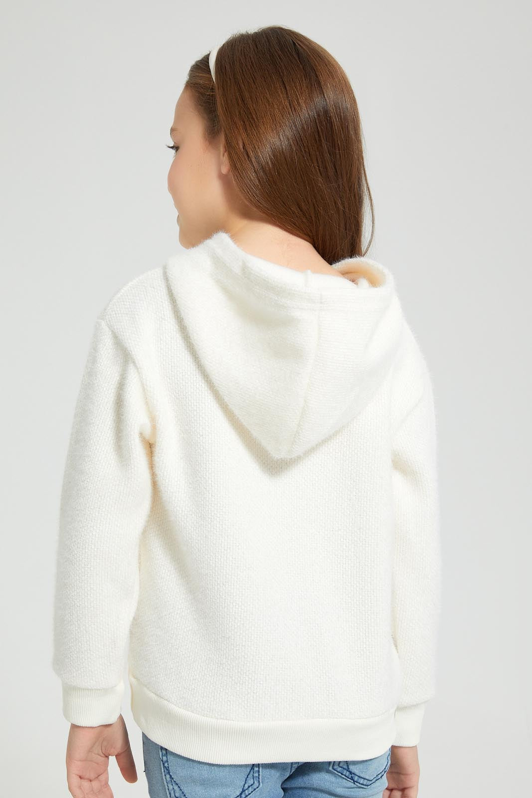 Redtag-Cream-Fur-Hooded-Sweatshirt-Sweatshirts-Girls-2 to 8 Years