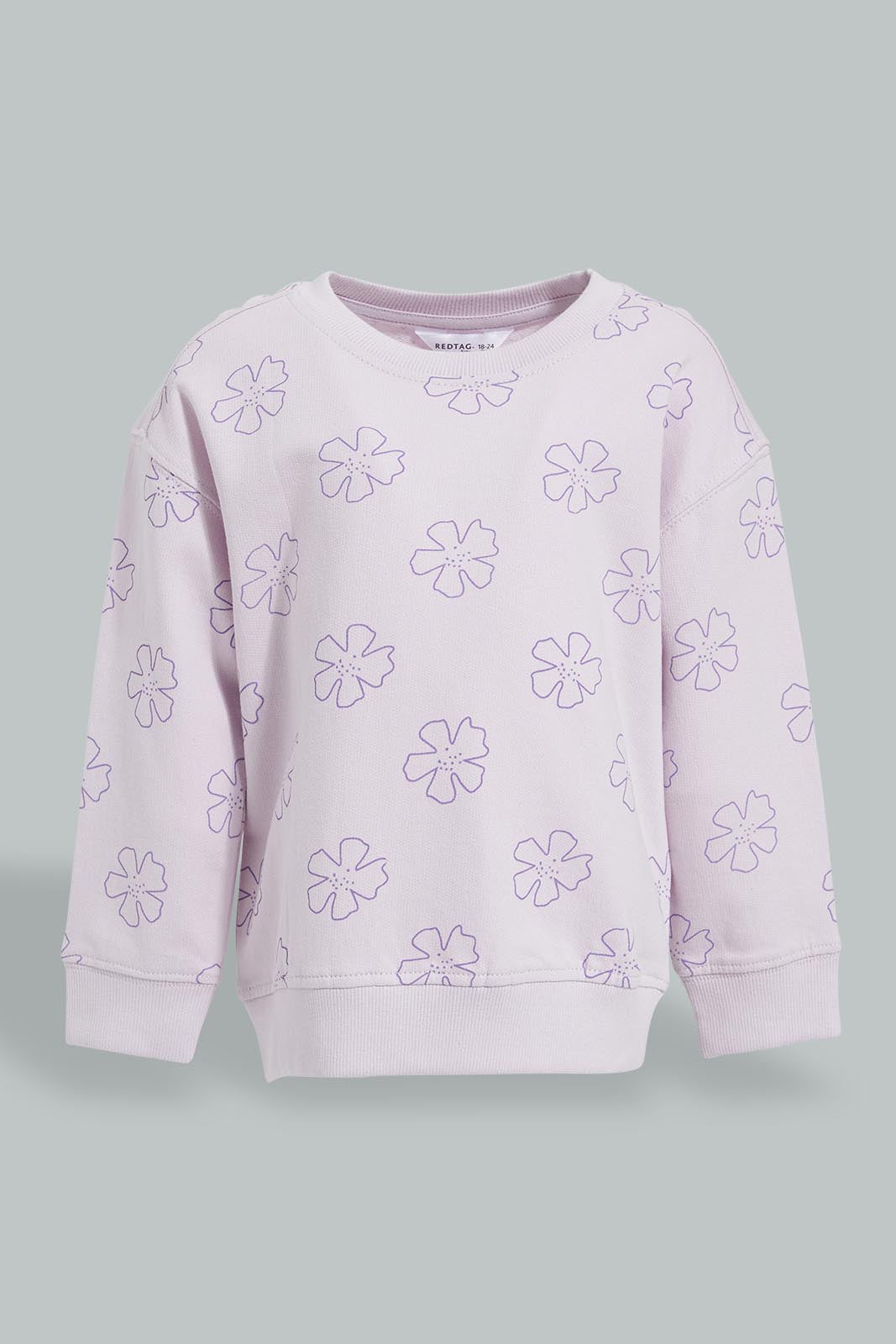 Redtag-Lilac-Solid-Raglan-Jogsuit-Jog-Sets-Infant-Girls-3 to 24 Months