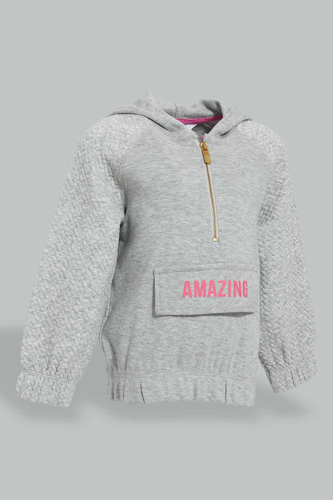 Redtag-Grey-Embroideredellished-Quikted-Jogsuit-Jog-Sets-Infant-Girls-3 to 24 Months