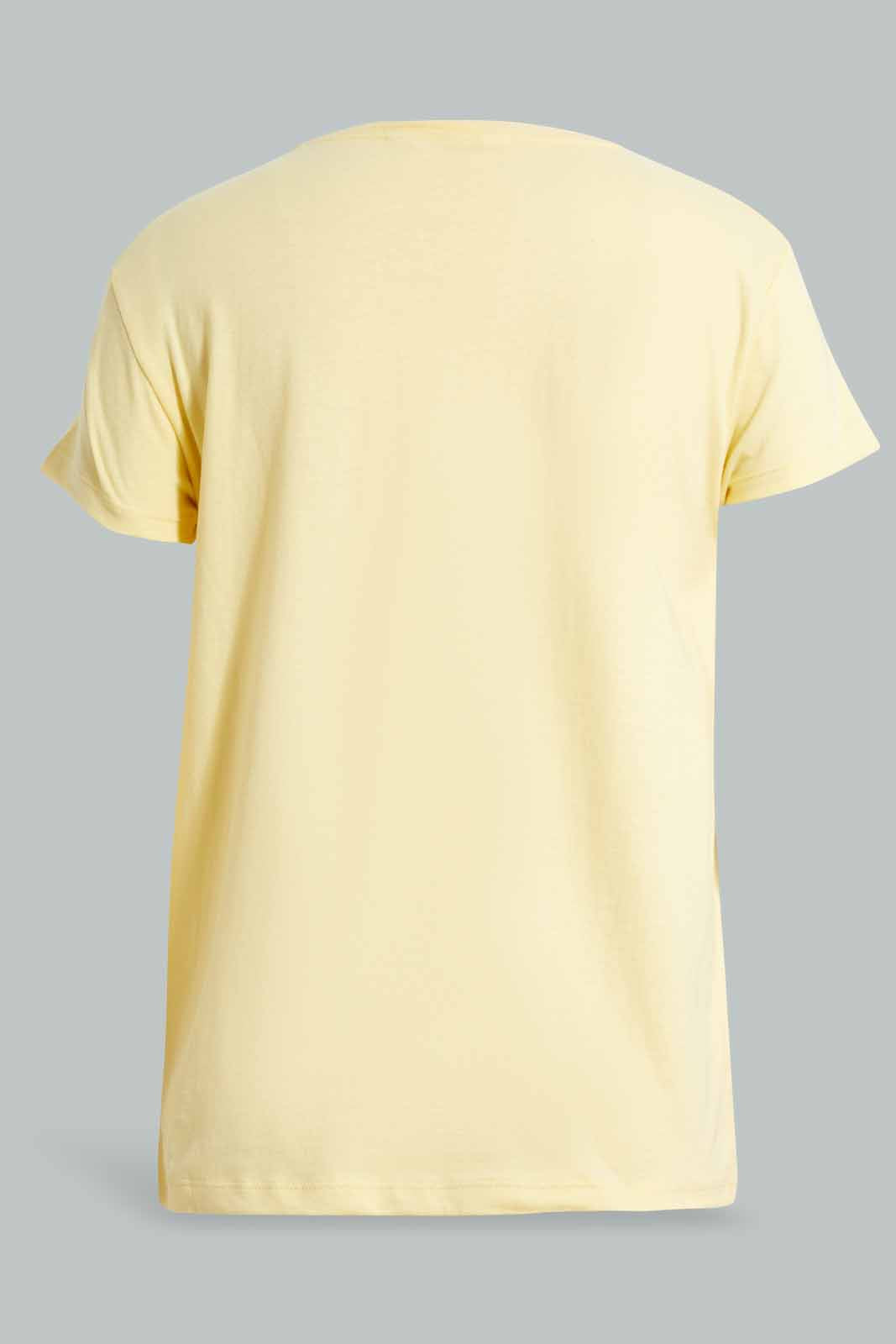 Redtag-Yellow-Short-Sets-Pyjama-Sets-Senior-Girls-9 to 14 Years