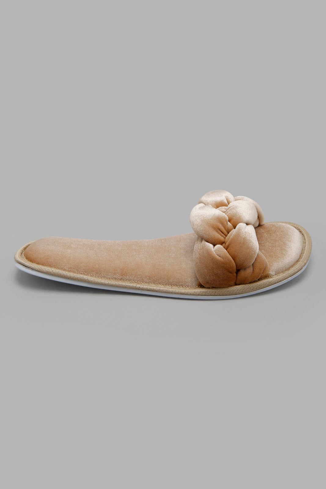 Redtag-Taupe-Velvet-Plait-Slipper--Women's-