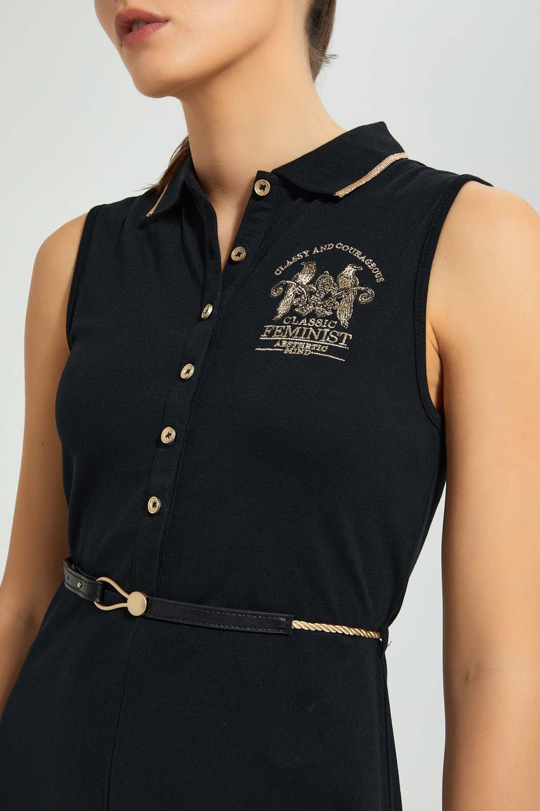 Redtag-Black-Polo-Dress-Dresses-Women's-0