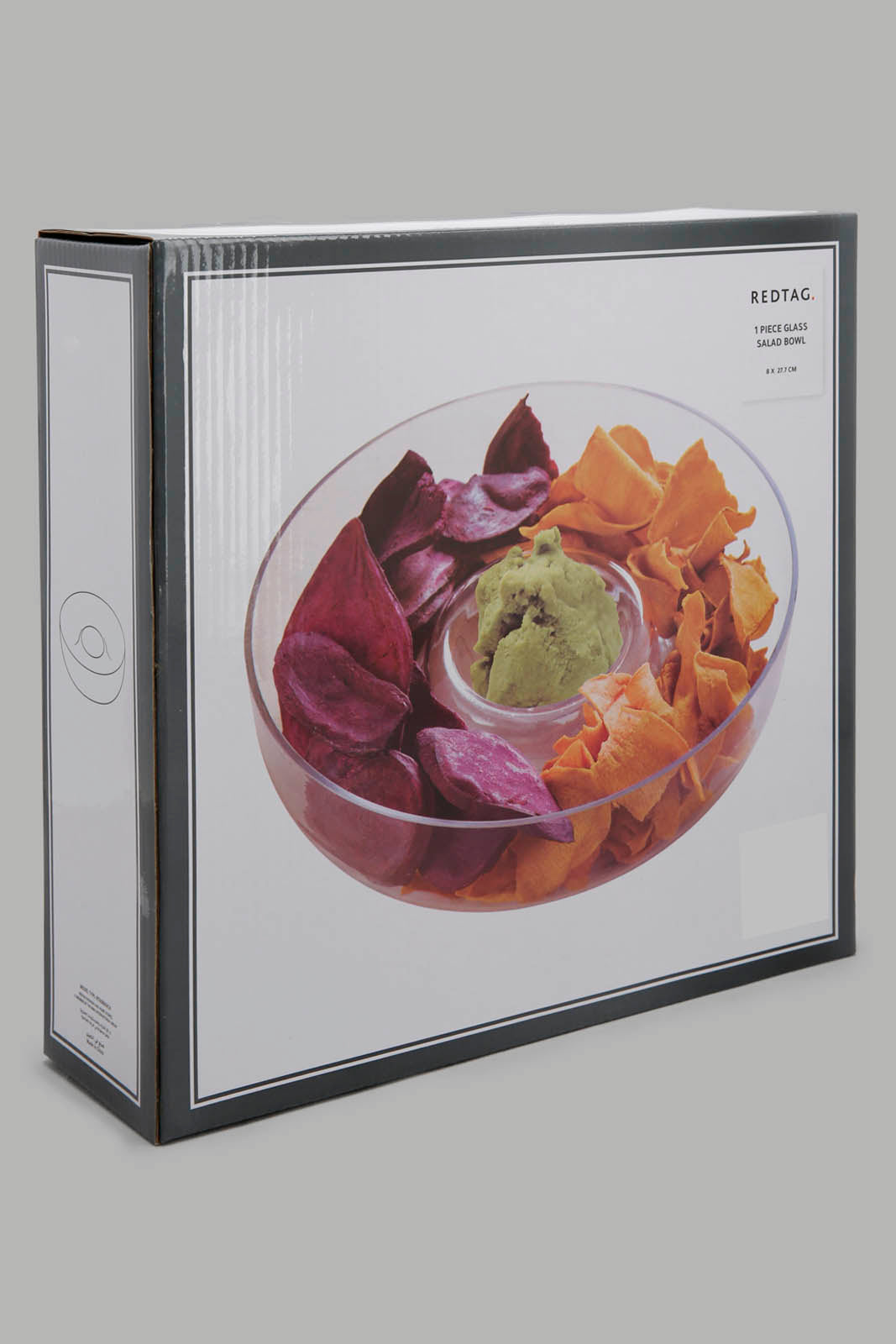 Redtag-Clear-Glass-Salad-Bowl-With-Wooden-Tray-Category:Bowls,-Colour:Clear,-Filter:Home-Dining,-HMW-DIN-Serveware,-Non-Sale,-S22C,-Section:Homewares-Home-Dining-