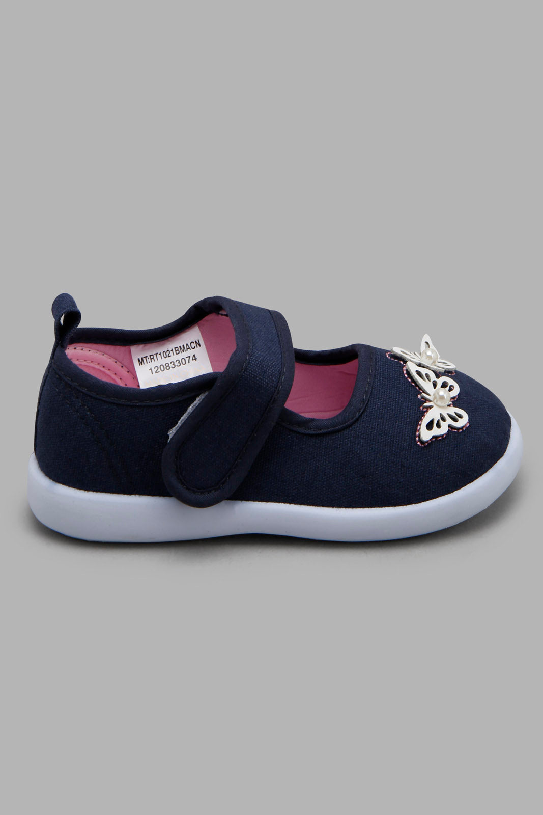 Redtag-Navy-Butterfly-Trim-Print-Category:Trainers,-Colour:Navy,-Filter:Girls-Footwear-(1-to-3-Yrs),-ING-Trainers,-New-In,-New-In-ING-FOO,-Non-Sale,-Section:Girls-(0-to-14Yrs),-W22O-Infant-Girls-1 to 3 Years