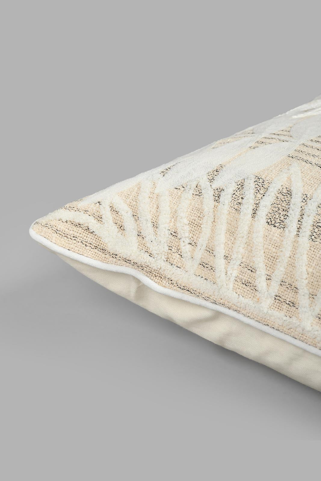 Redtag-Ivory-Leaf-Embroidered-Cushion-Colour:Ivory,-Filter:Home-Bedroom,-HMW-BED-Cushions,-New-In,-New-In-HMW-BED,-Non-Sale,-S22A,-Section:Homewares-Home-Bedroom-