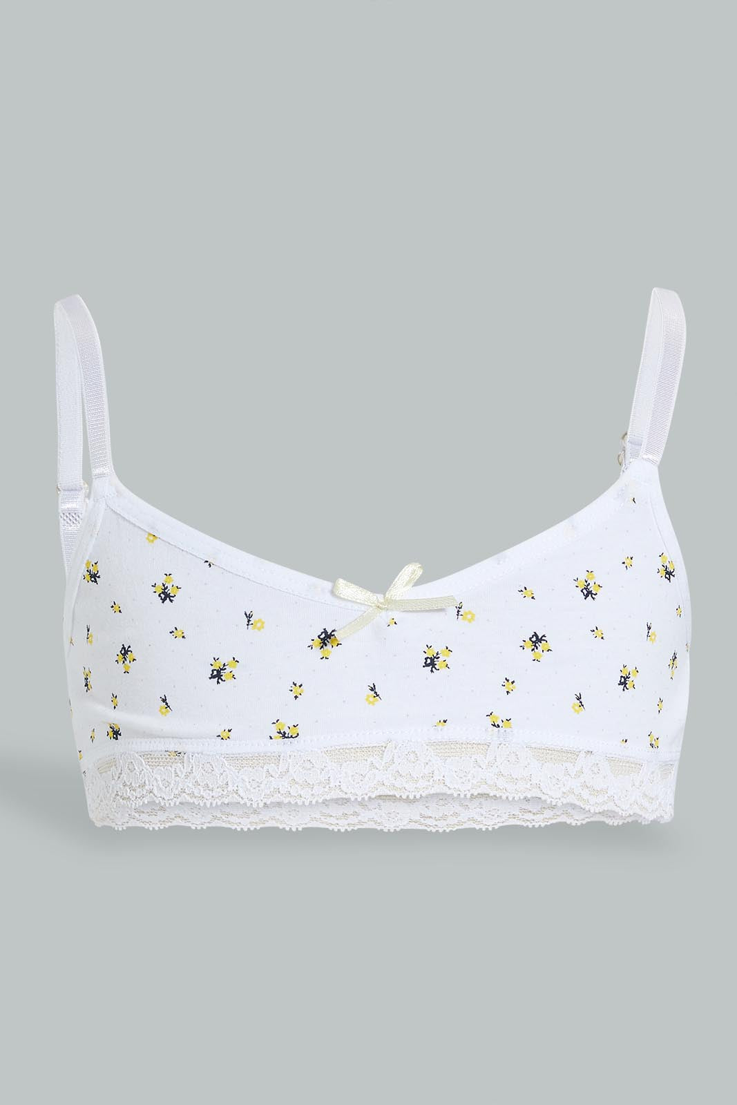 Redtag-White-Floral/Yellow-Bra-(2Pack)-365,-Character,-Colour:Assorted,-ESS,-Filter:Senior-Girls-(9-to-14-Yrs),-GSR-Bras,-New-In,-New-In-GSR,-Non-Sale,-Section:Kidswear-Senior-Girls-9 to 14 Years