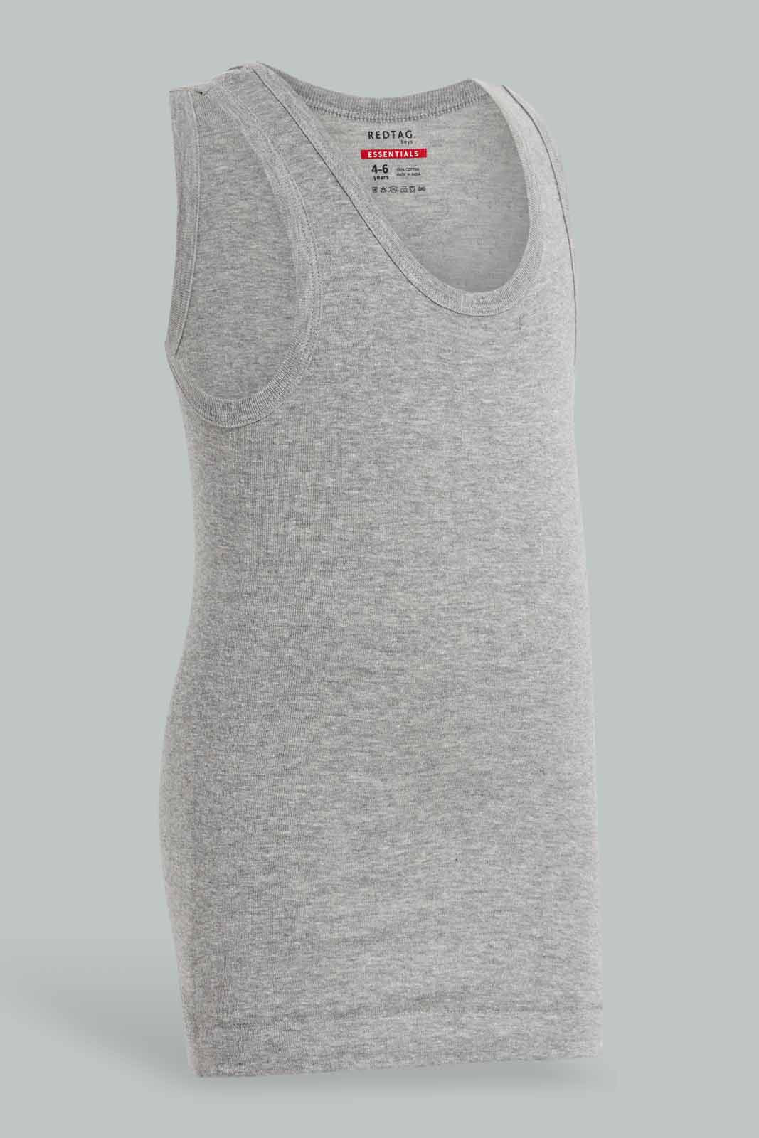 Redtag-White/Grey-3-Pack-Vest-Basic-Vests-Boys-2 to 8 Years