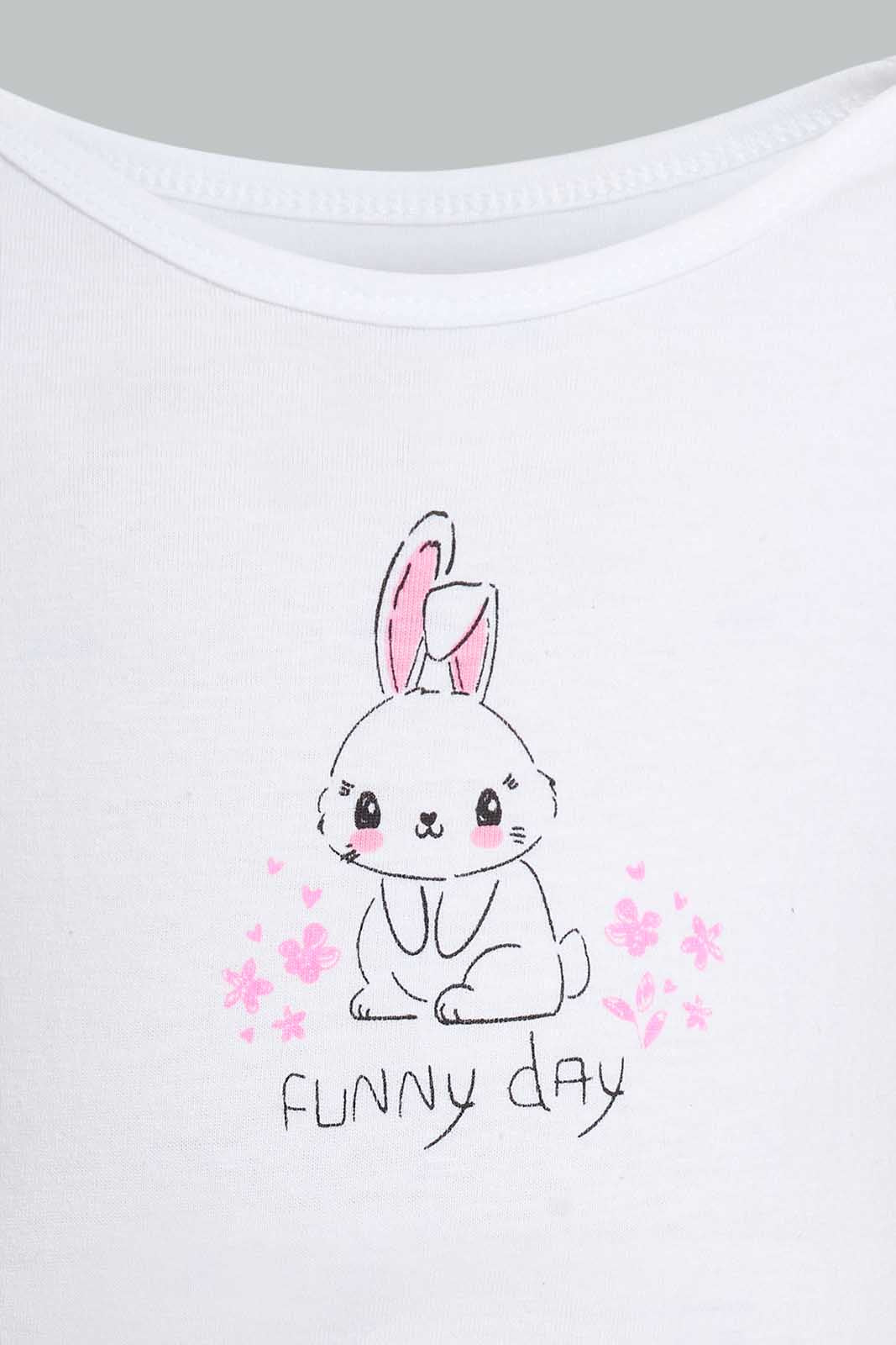 Redtag-Pink-Bunny-5-Piece-Pack-Body-Suit-Bodysuits-Baby-0 to 12 Months