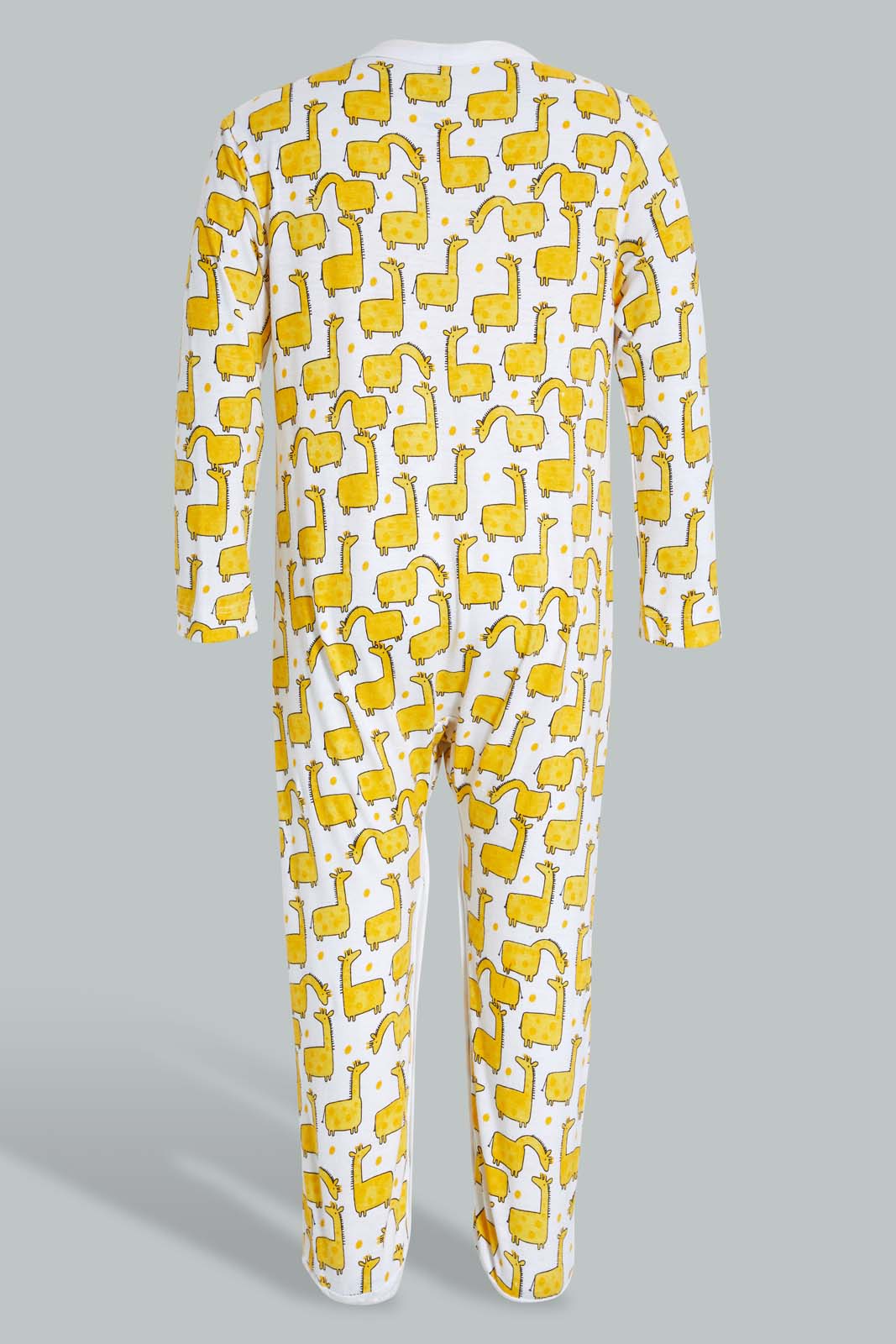 Redtag-Yellow--And-Grey-Animal-Print-3-Piece-Pack-Sleep-Suit-Sleepsuits-Baby-0 to 12 Months