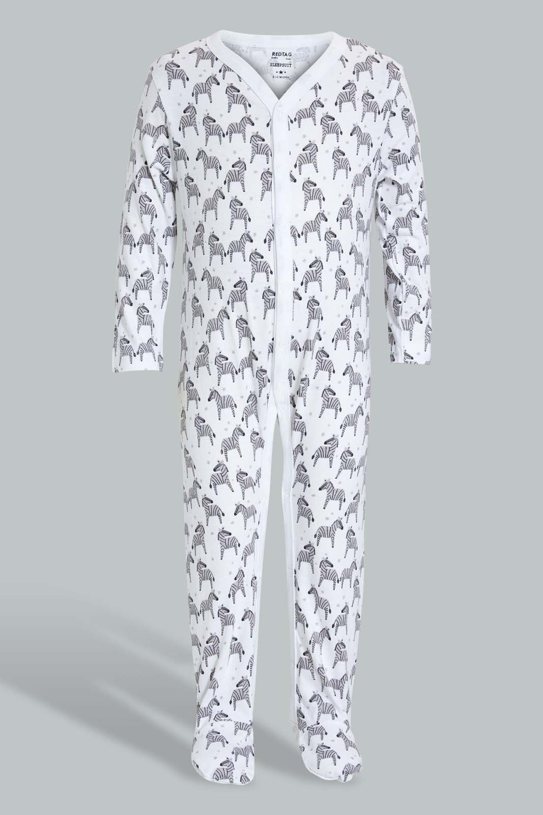 Redtag-Yellow--And-Grey-Animal-Print-3-Piece-Pack-Sleep-Suit-Sleepsuits-Baby-0 to 12 Months
