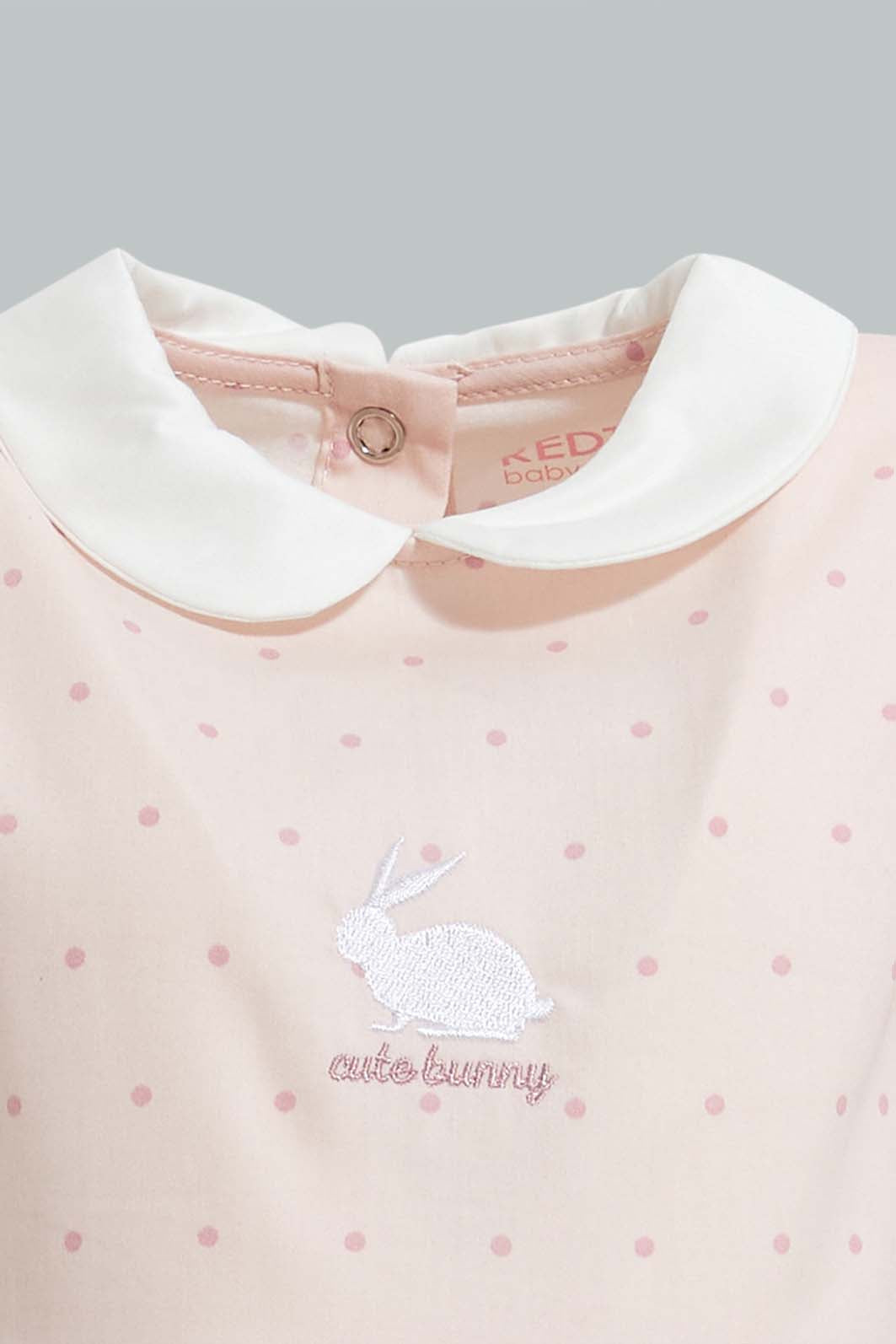 Redtag-Pink-Peterpan-Collar-Bunnt-Dress-Dresses-Baby-0 to 12 Months