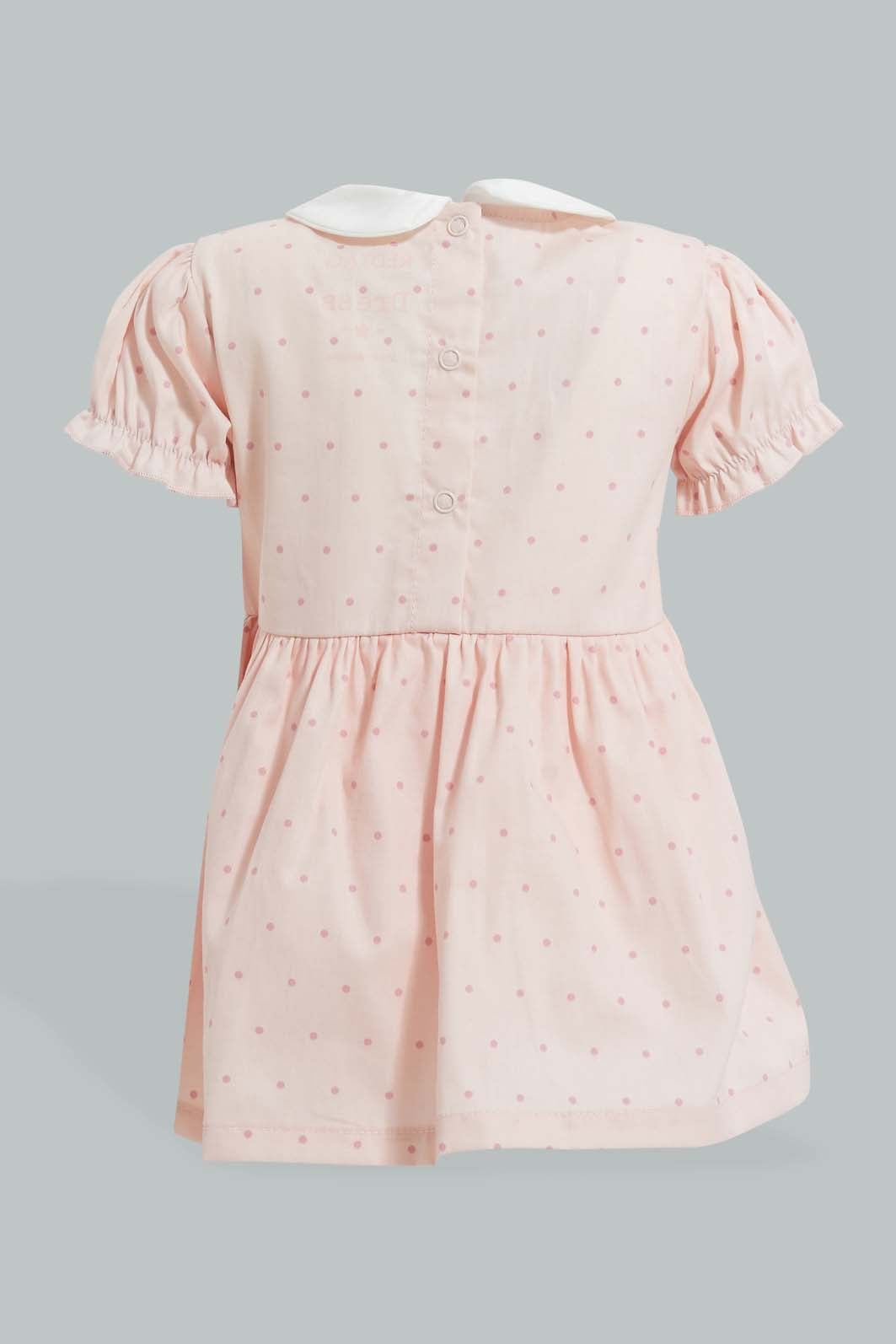 Redtag-Pink-Peterpan-Collar-Bunnt-Dress-Dresses-Baby-0 to 12 Months