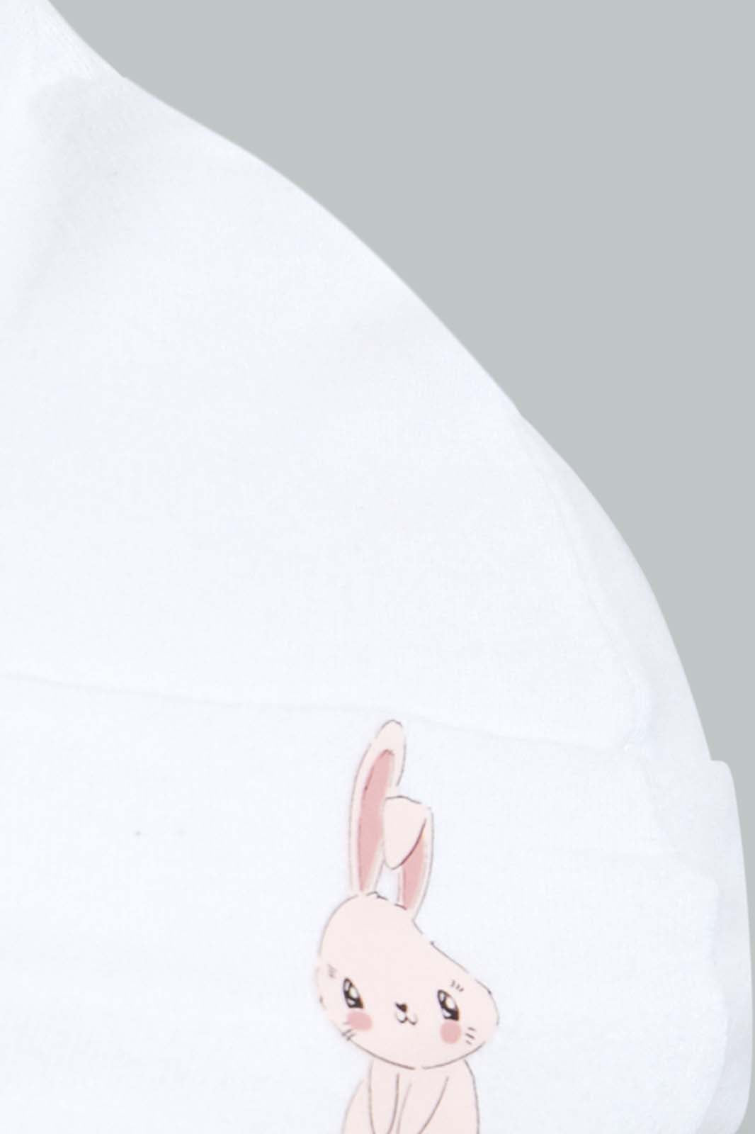 Redtag-Pink-Bunny-2-Pack-Hats-Hats-Baby-0 to 12 Months