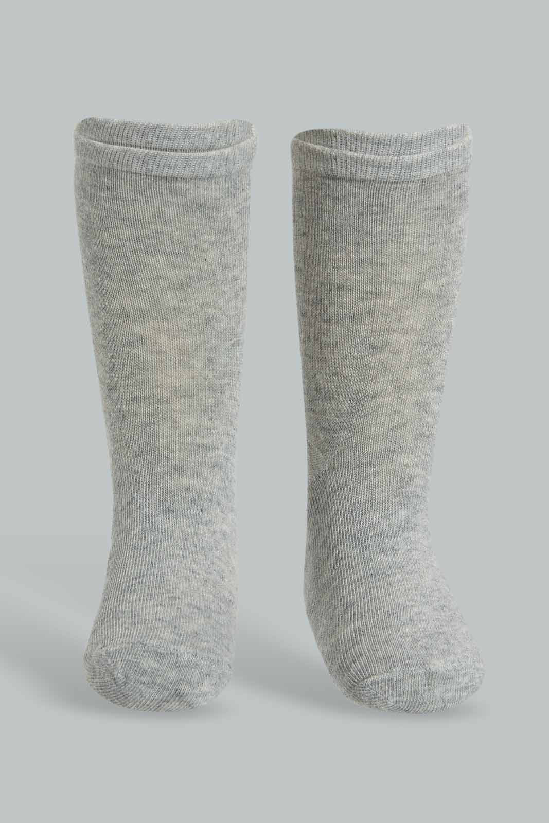 Redtag-Grey-5-Pack-Long-Length-Socks-Full-Length-Socks-Boys-2 to 8 Years
