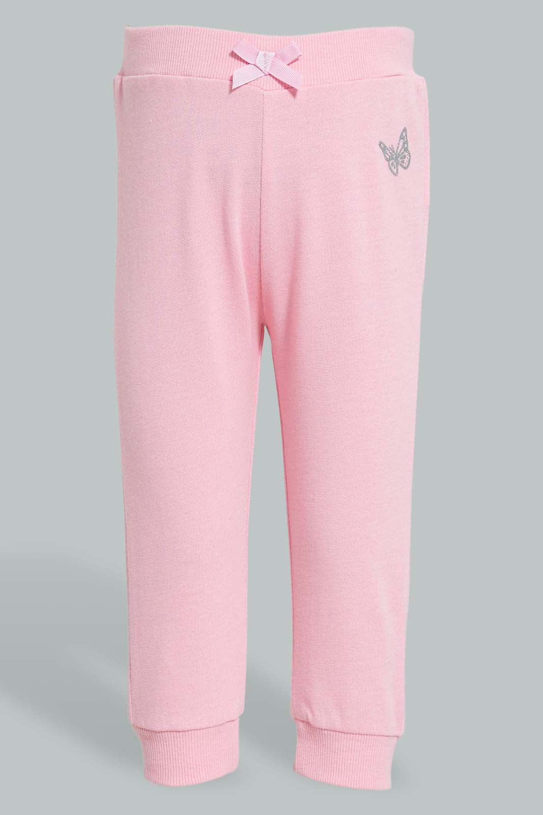 Redtag-Multi-Colour-2Pcs-Pack-Track-Pant-Joggers-Infant-Girls-3 to 24 Months