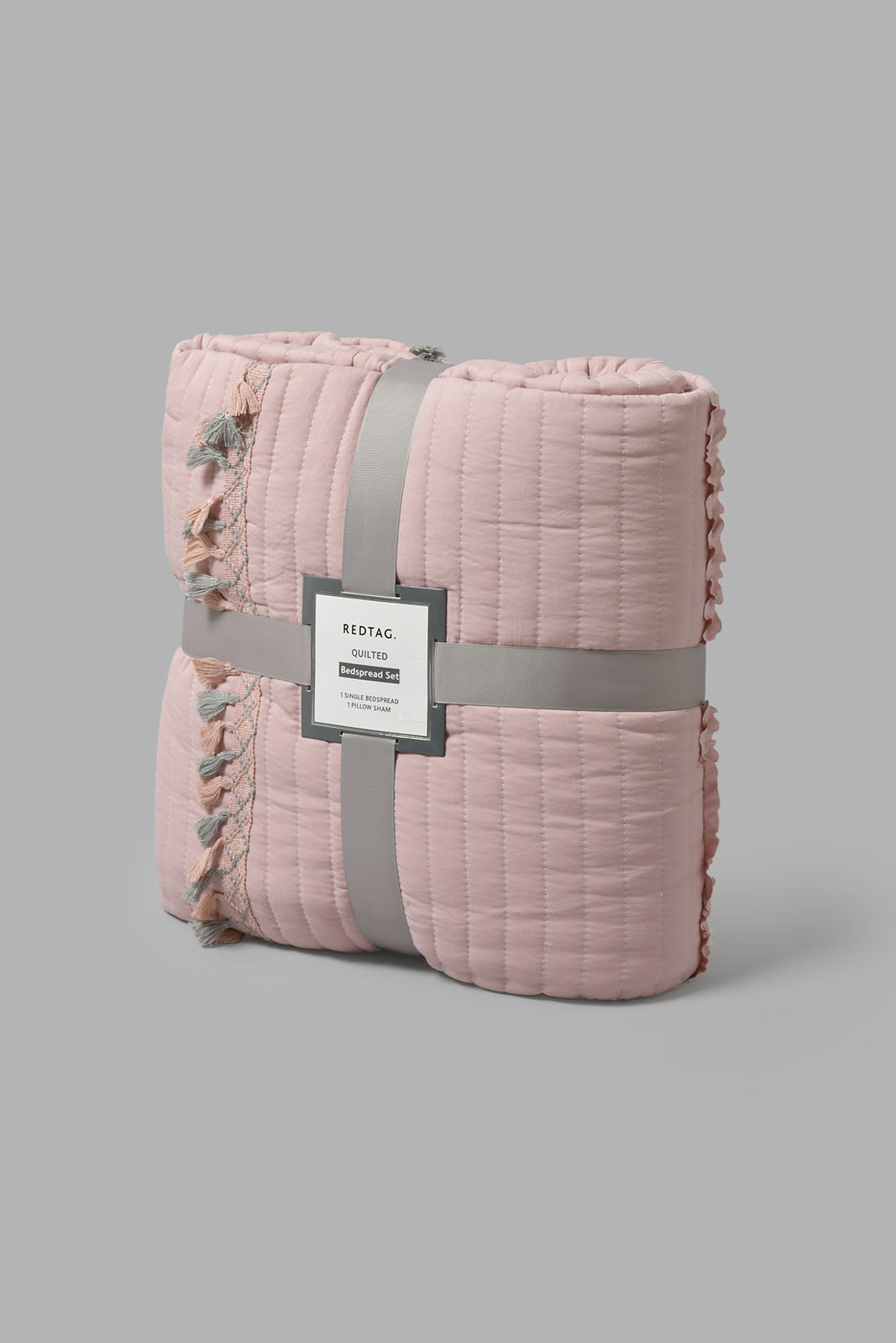 Redtag-Pink-Bedspread-Set-With-Tassel-
(Single-Size)-Bedspreads-Home-Bedroom-