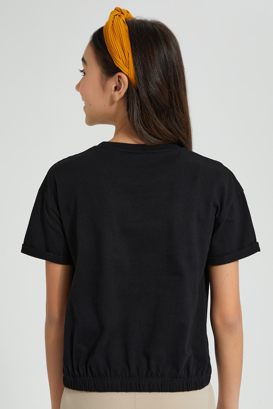 Redtag-Black-Garfield-Boxy-Crop-Top-Graphic-Prints-Senior-Girls-9 to 14 Years
