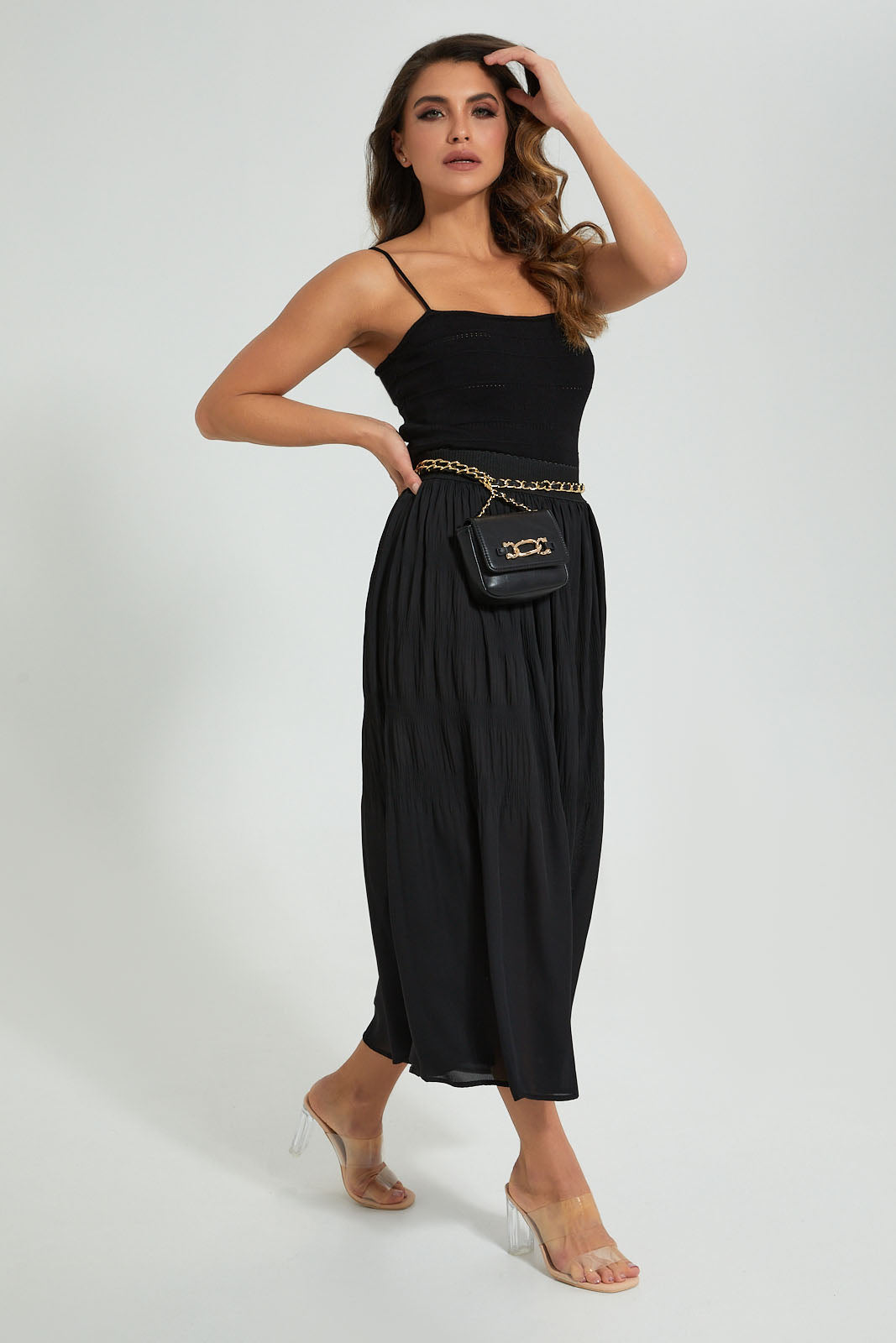 Redtag-Black-Tiered-Trouser-Colour:Black,-Filter:Women's-Clothing,-Limited-Edition-Trousers,-New-In,-New-In-Women,-Non-Sale,-S22B,-Section:Women-Women's-