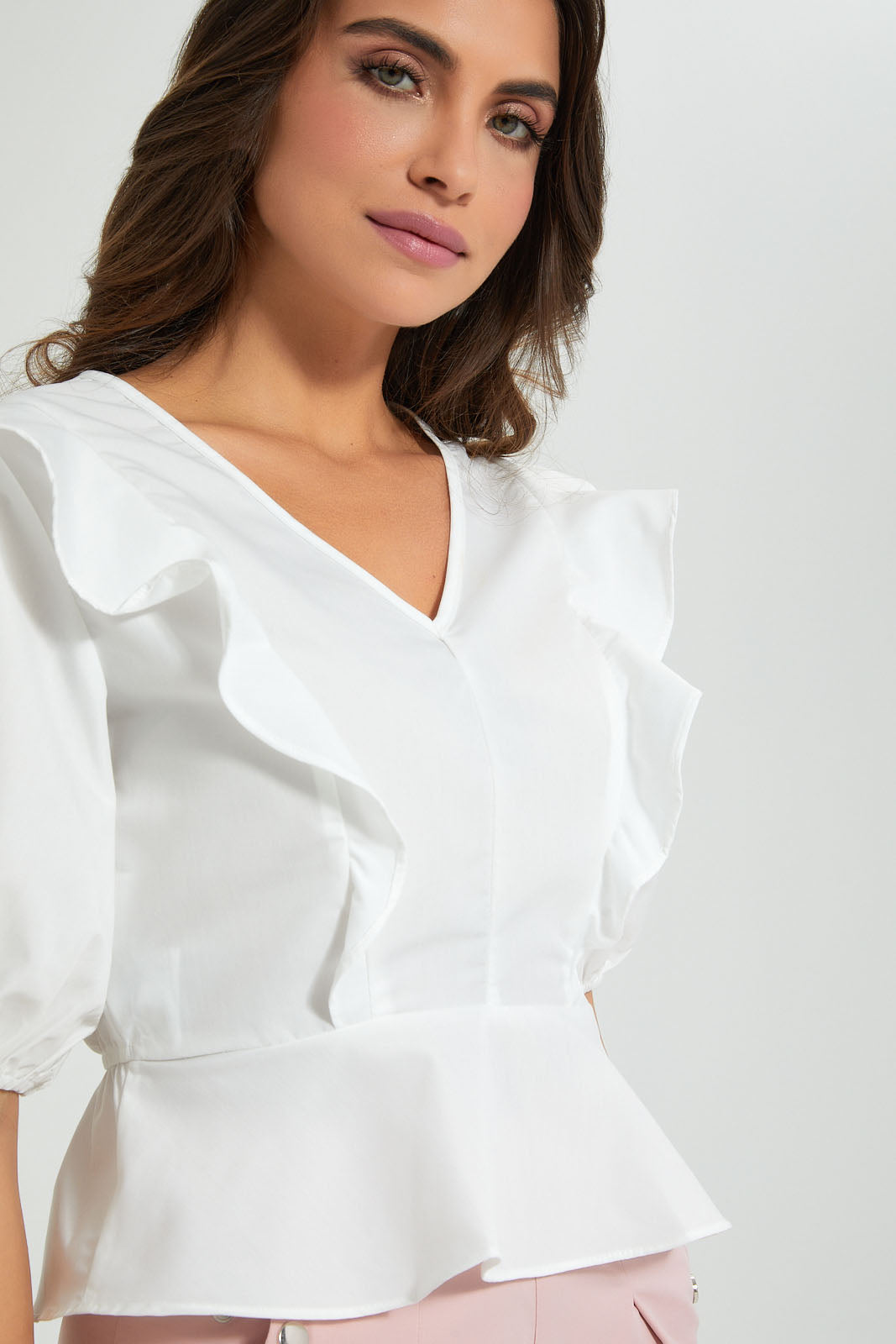 Redtag-White-Short-Sleeve-V-Neck-Top-Colour:White,-Filter:Women's-Clothing,-Limited-Edition-Blouses,-New-In,-New-In-Women,-Non-Sale,-S22B,-Section:Women-Women's-