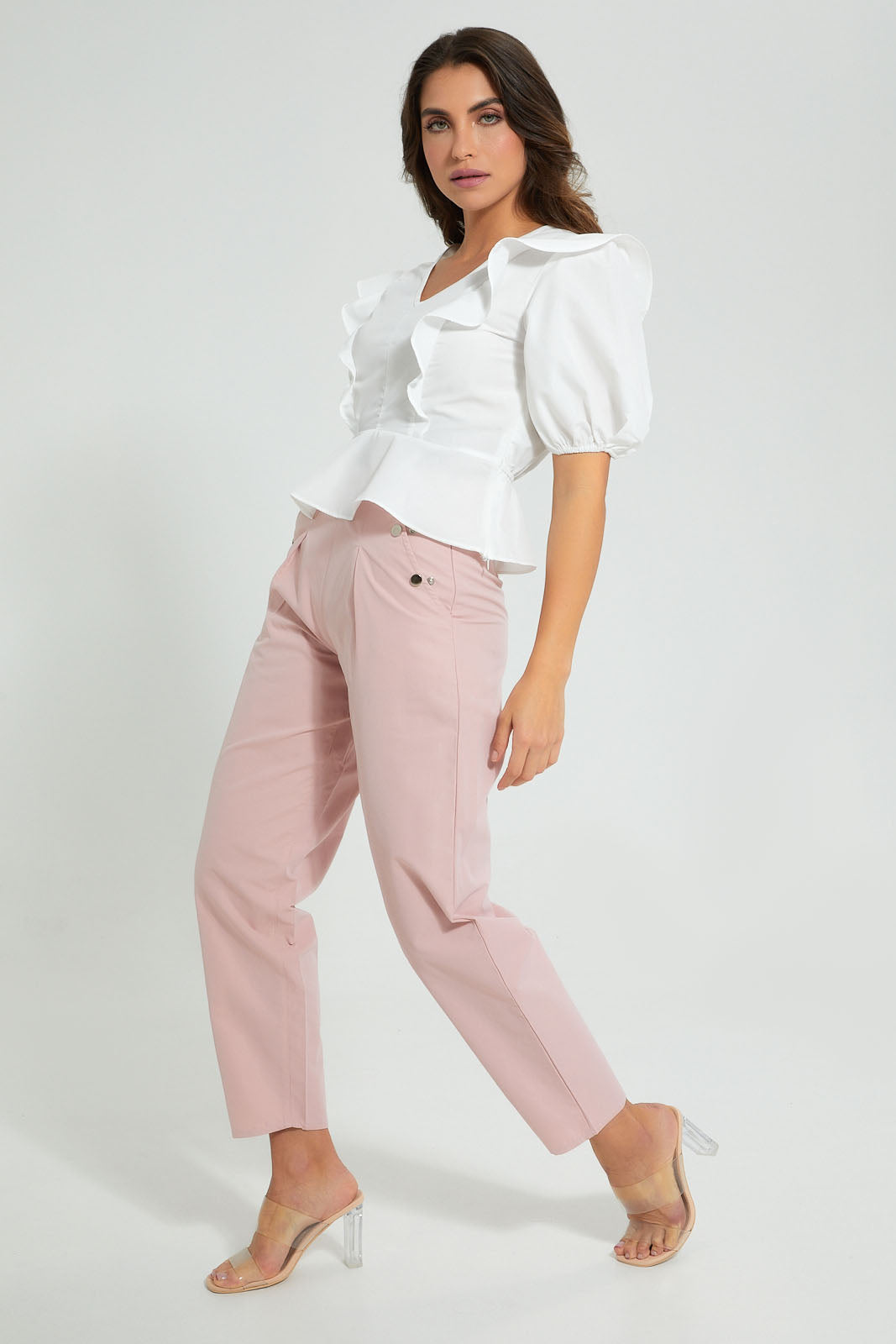 Redtag-White-Short-Sleeve-V-Neck-Top-Colour:White,-Filter:Women's-Clothing,-Limited-Edition-Blouses,-New-In,-New-In-Women,-Non-Sale,-S22B,-Section:Women-Women's-