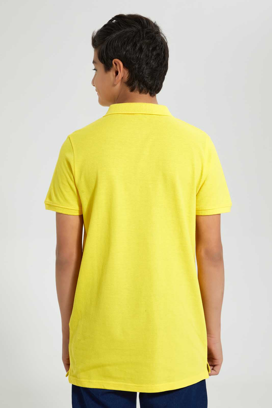 Redtag-Yellow-Basic-Polo-Polo-Shirts-Senior-Boys-9 to 14 Years